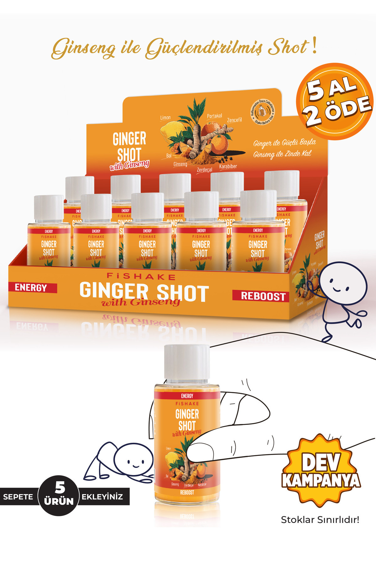 FiShake Ginger - Ginseng Shot / Zencefil Shot ( 10 x 50 ML )