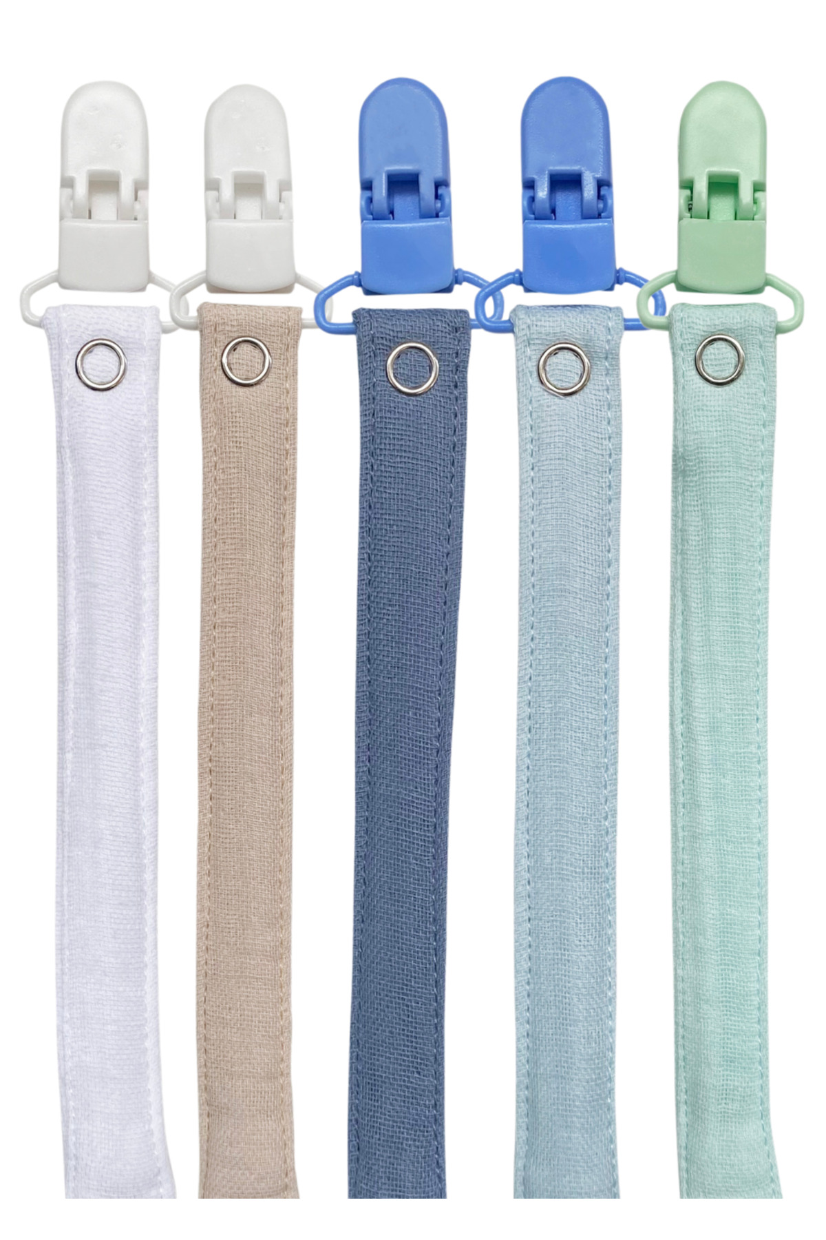 Joyous Mom Kids 5'li Yıkanabilir Renkli Emzik Askısı Emzik Zinciri %100 Pamuk (5 Askı 5 Klips) fotoğrafı 3 (önizleme)