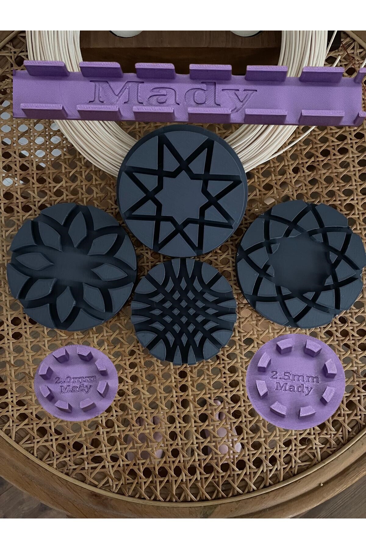 Mady Aksesuar Rattan Örme Kalıbı, Şablon,Kalıp Seti 7'li Set 12 cm Büyük Boy