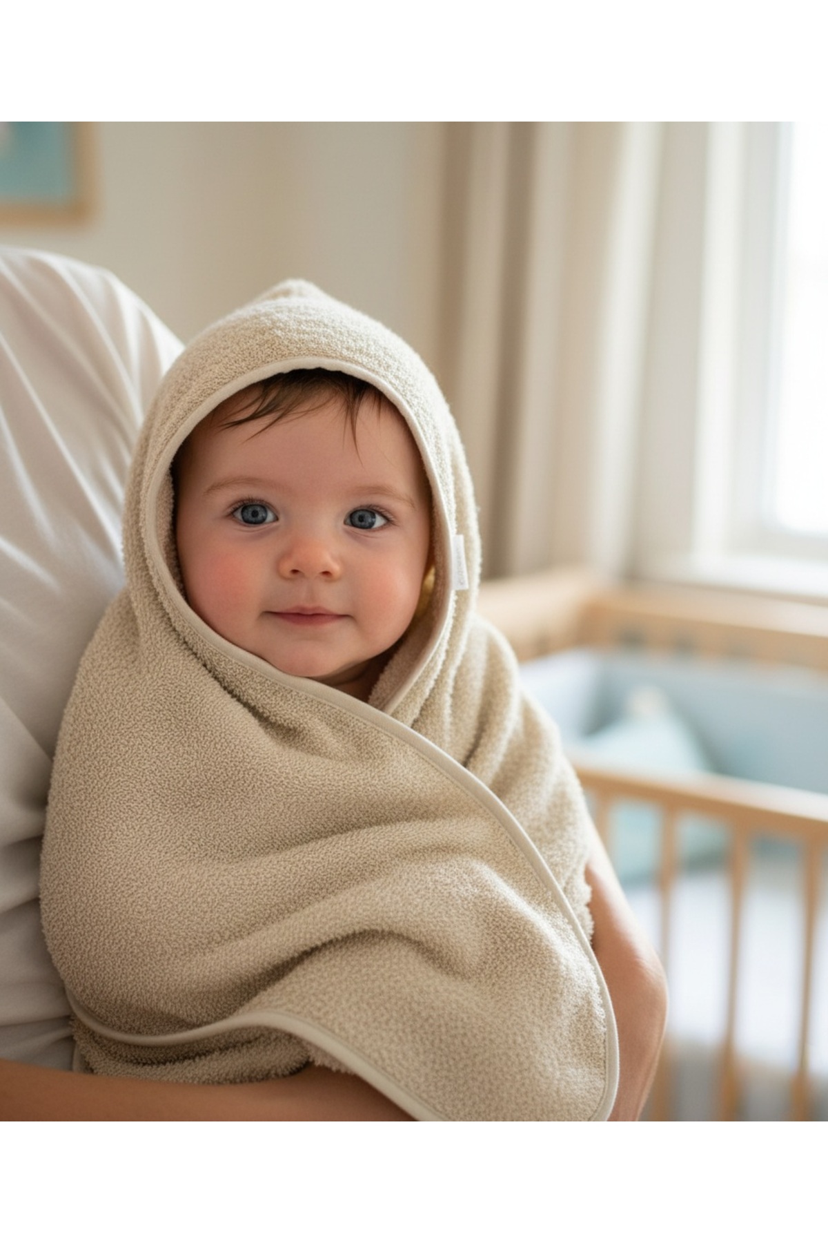 PAMUK HANIM Outlet-%100 Pamuklu Kız-erkek Yenidoğan-Bebek Banyo Havlu Kundak DÜZ/BEJ fotoğrafı 2 (önizleme)