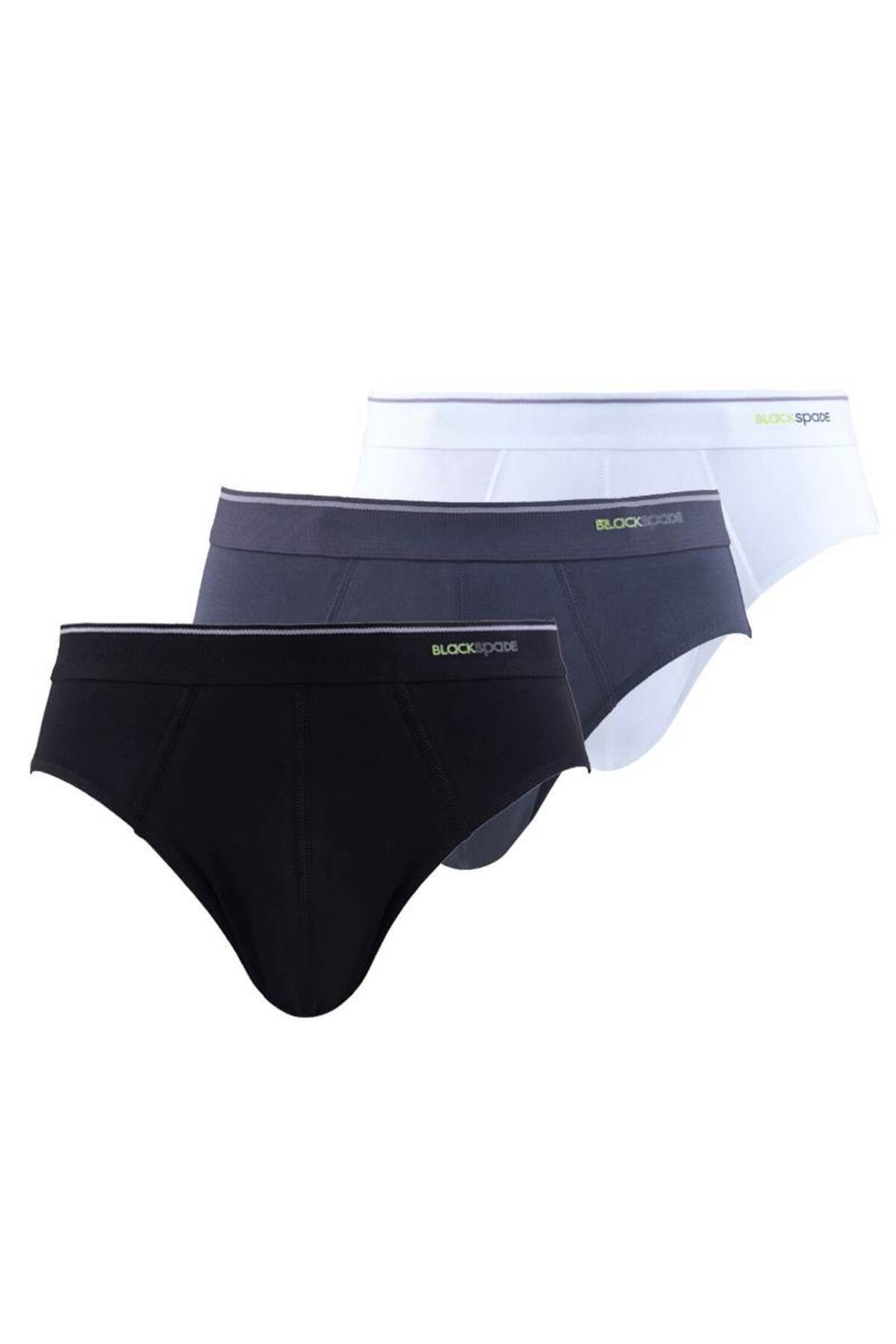 Blackspade Erkek Slip 3lü Paket Tender Cotton 9672 - Beyaz Siyah Antrasit