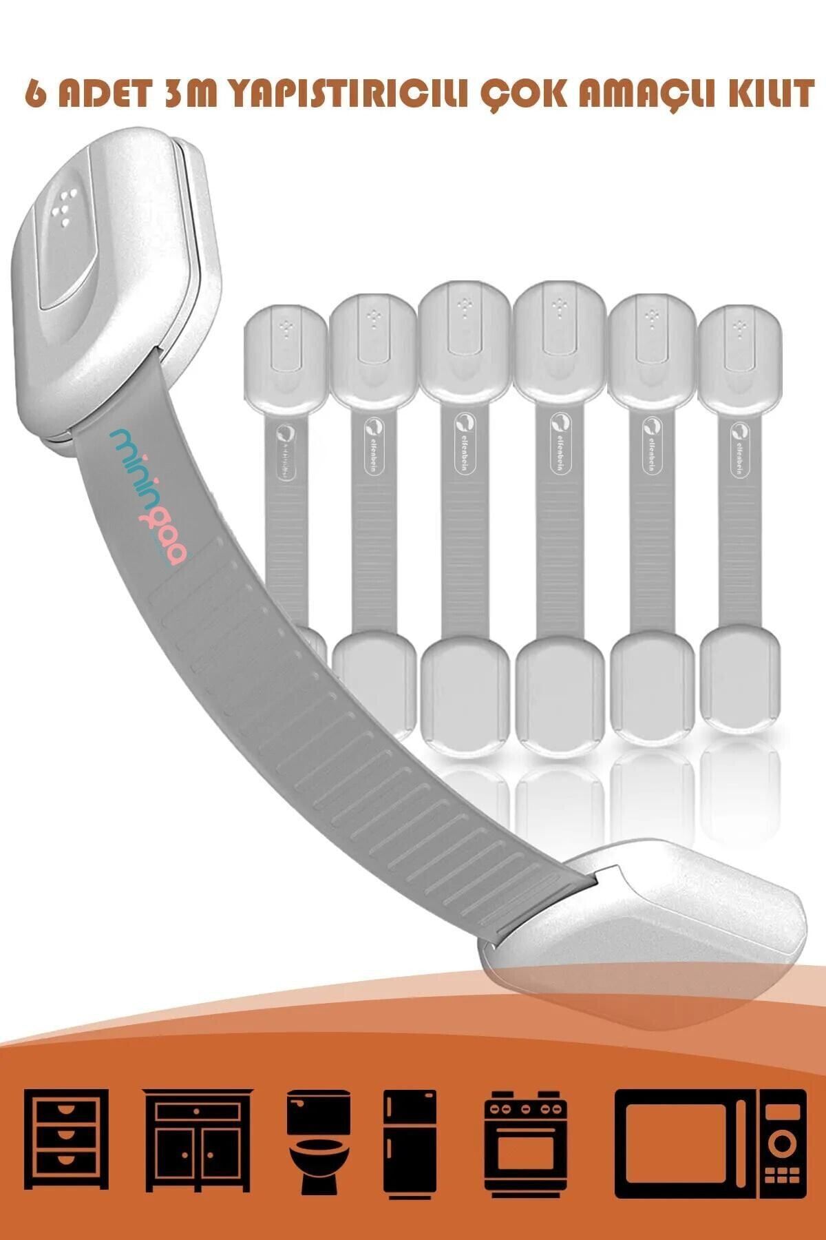 Miningaa 6 Adet Iz Bırakmaz Kolay Montaj Çocuk Bebek Koruma Mobilya Çekmece Dolap Güvenlik Kilidi fotoğrafı 6 (önizleme)