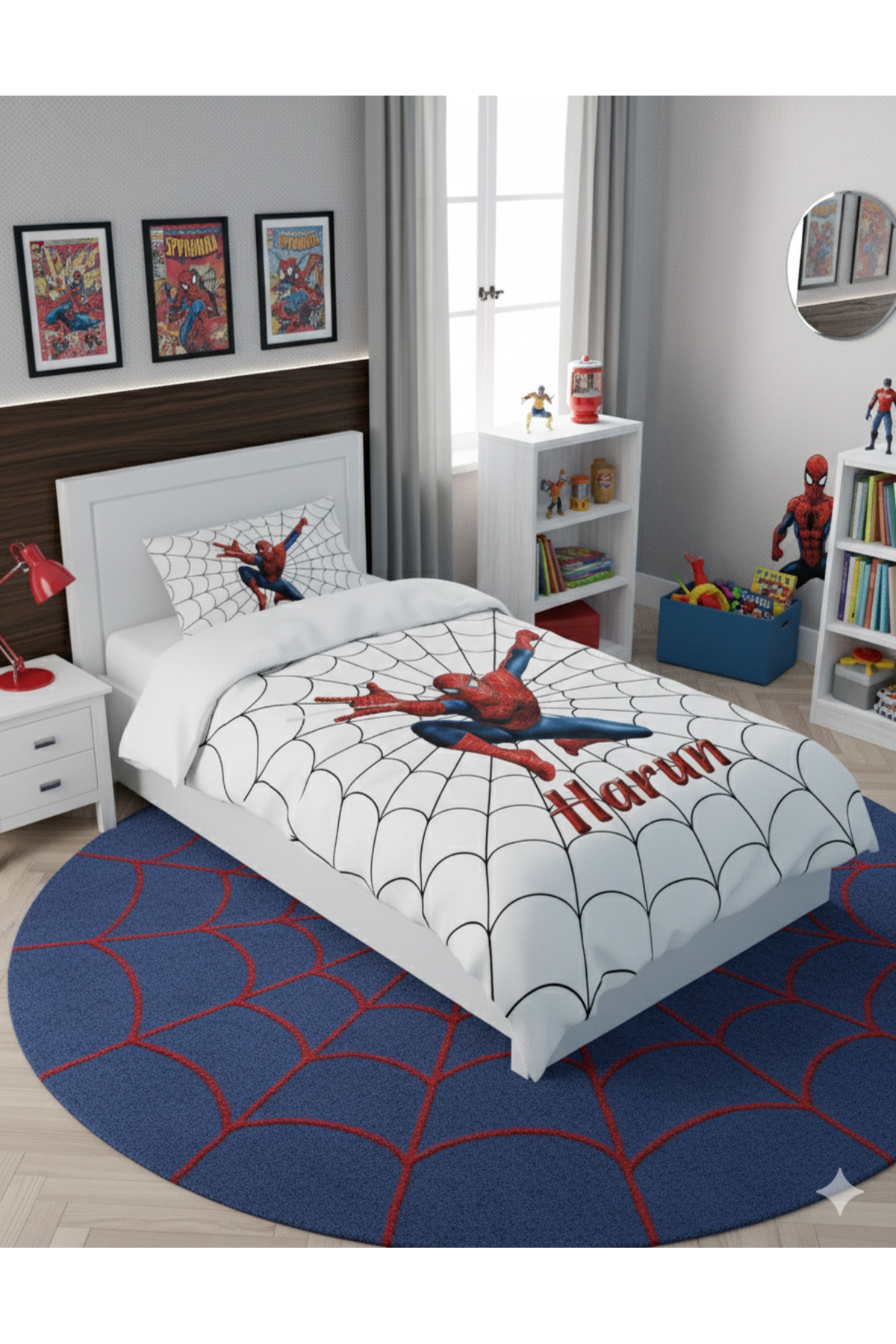 MASAL ODAM BEBEK VE ÇOCUK ODASI Ağ ve Spiderman Desenli Nevresim Takımı