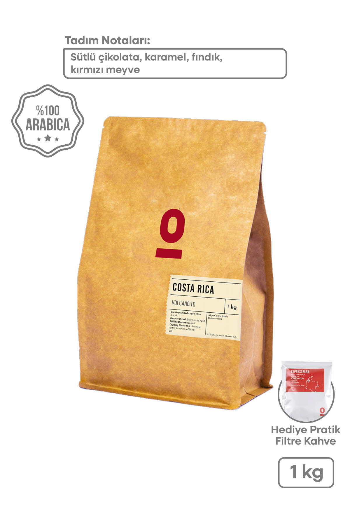 Espressolab Costa Rica Volcancito Natural Anaerobik Arabica Kahve - 1 kg | Sütlü Çikolata & Toffee Aromalı