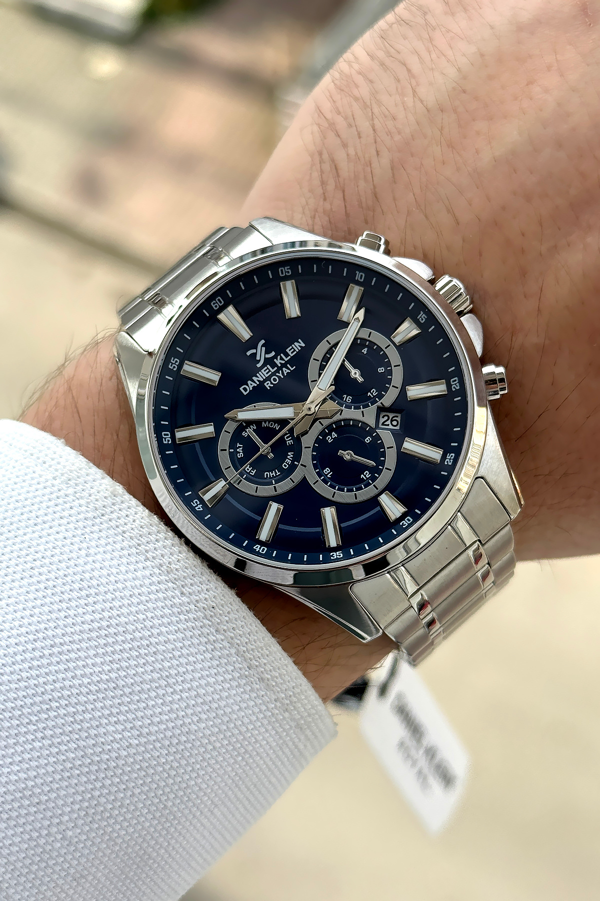 Daniel Klein %100 Orijinal Çelik Gümüş Kordon Lacivert Kadran Erkek Kol Saati Bileklik Hediyeli