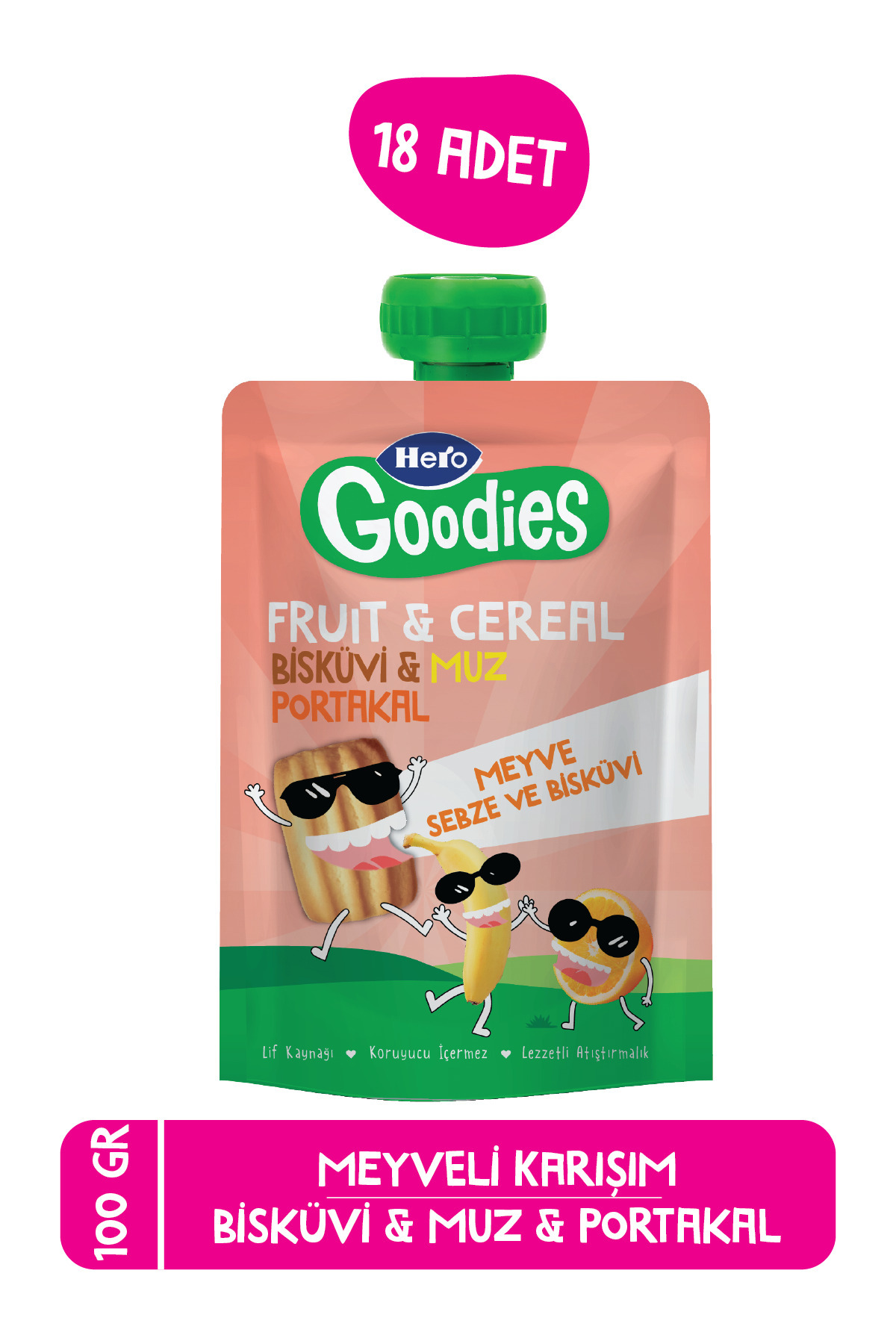 Hero Goodies Muz Portakal Bisküvi 100g