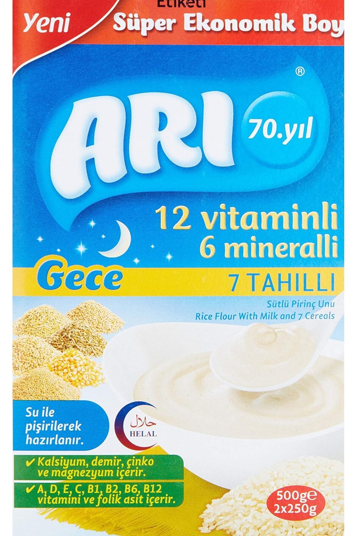 Delixa Arı Mama 12 Vitaminli 6 Mineralli Sütlü 7 Tahıllı Pirinçli Gece