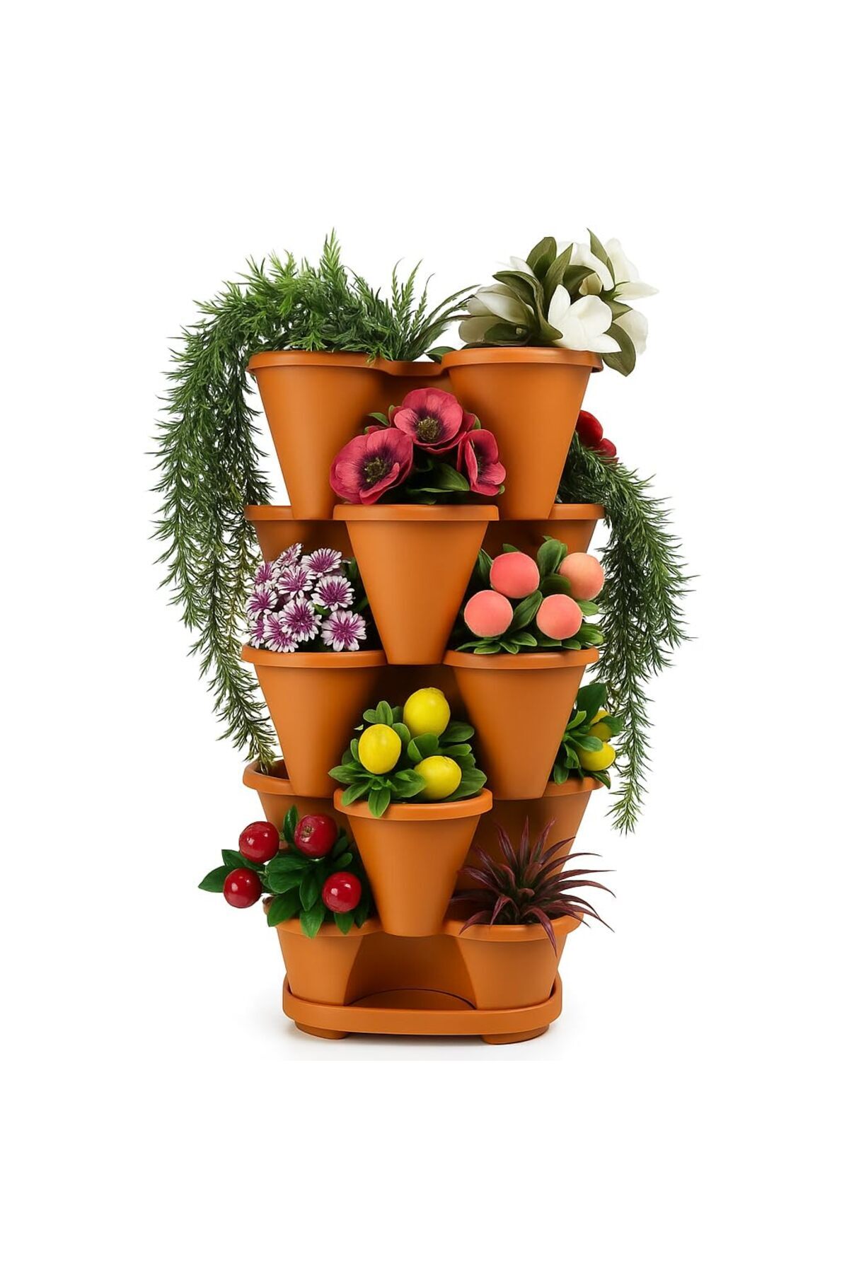 Delixa 5 Katlı Şanslı Yonca Kule Saksı Seti Çiçek Bitki Sebze Meyve Salon Mutfak Banyo Bahçe Saksı Seti Koy