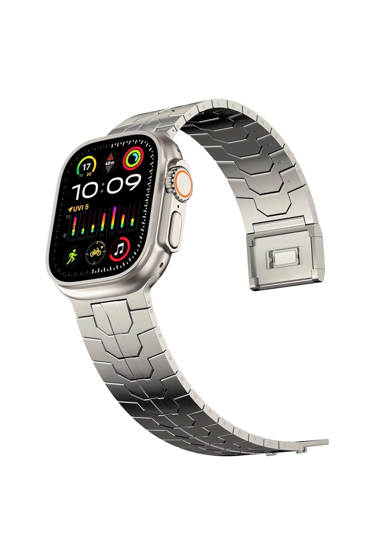 Delixa Minesk Apple Watch ile Uyumlu Titanyum Serisi Manyetik Tokalı Hafif ve Rahat Çelik Kordon Kayış (42-