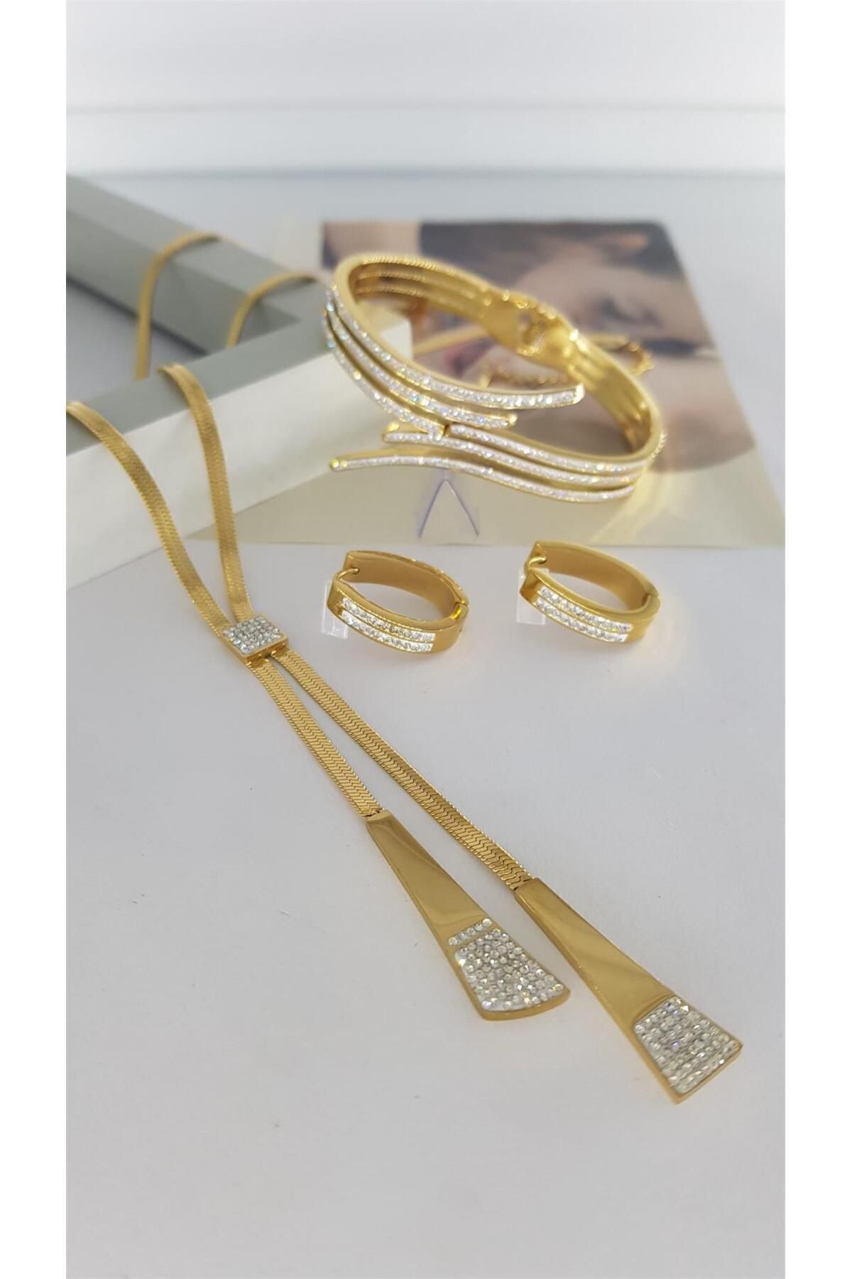 SONES Kraliçe Hediye Özel Gün Kararmaz Çelik Takı Seti| Sns500463