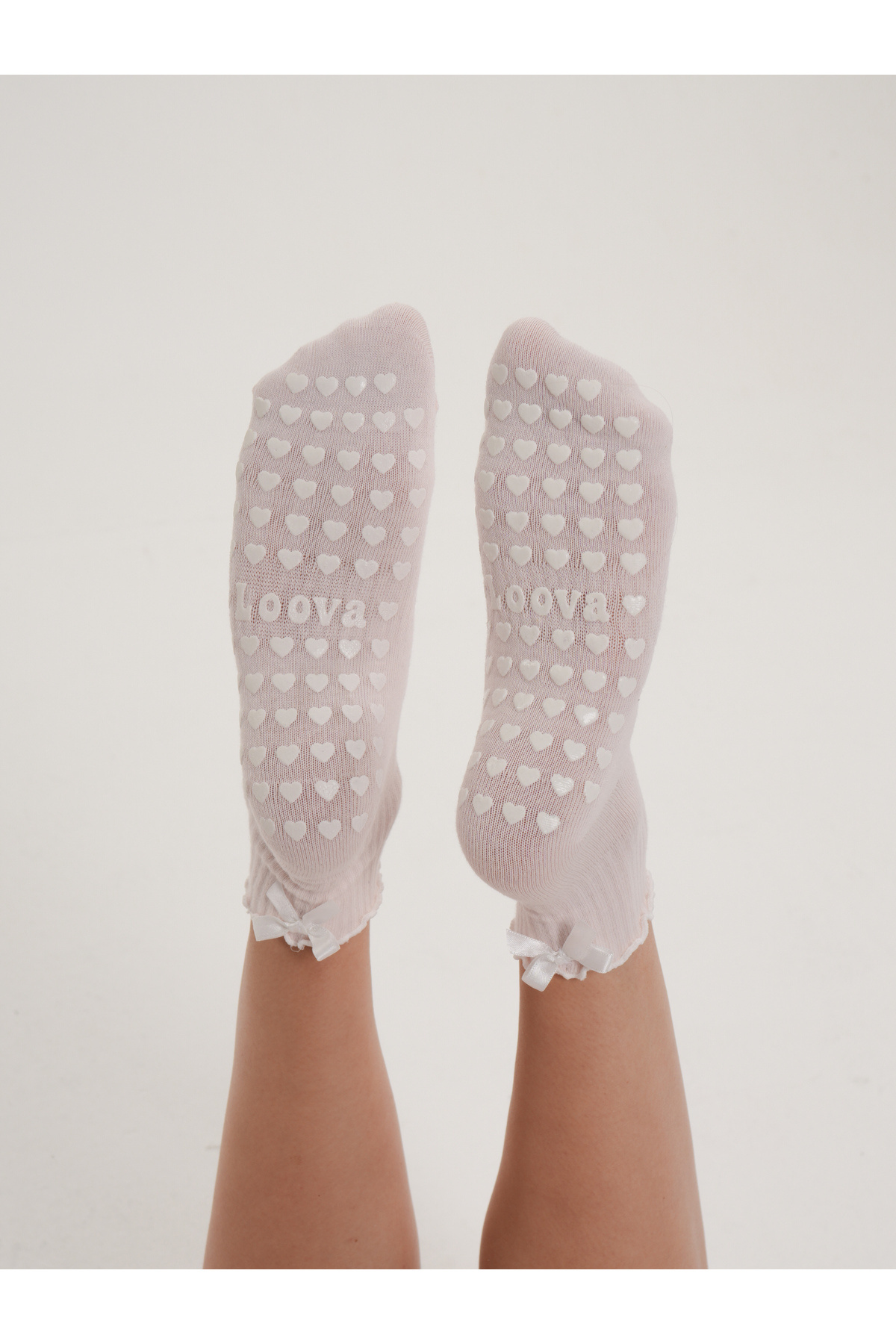 Loova Cream Bow Kaydırmaz Pilates Yoga Çorabı