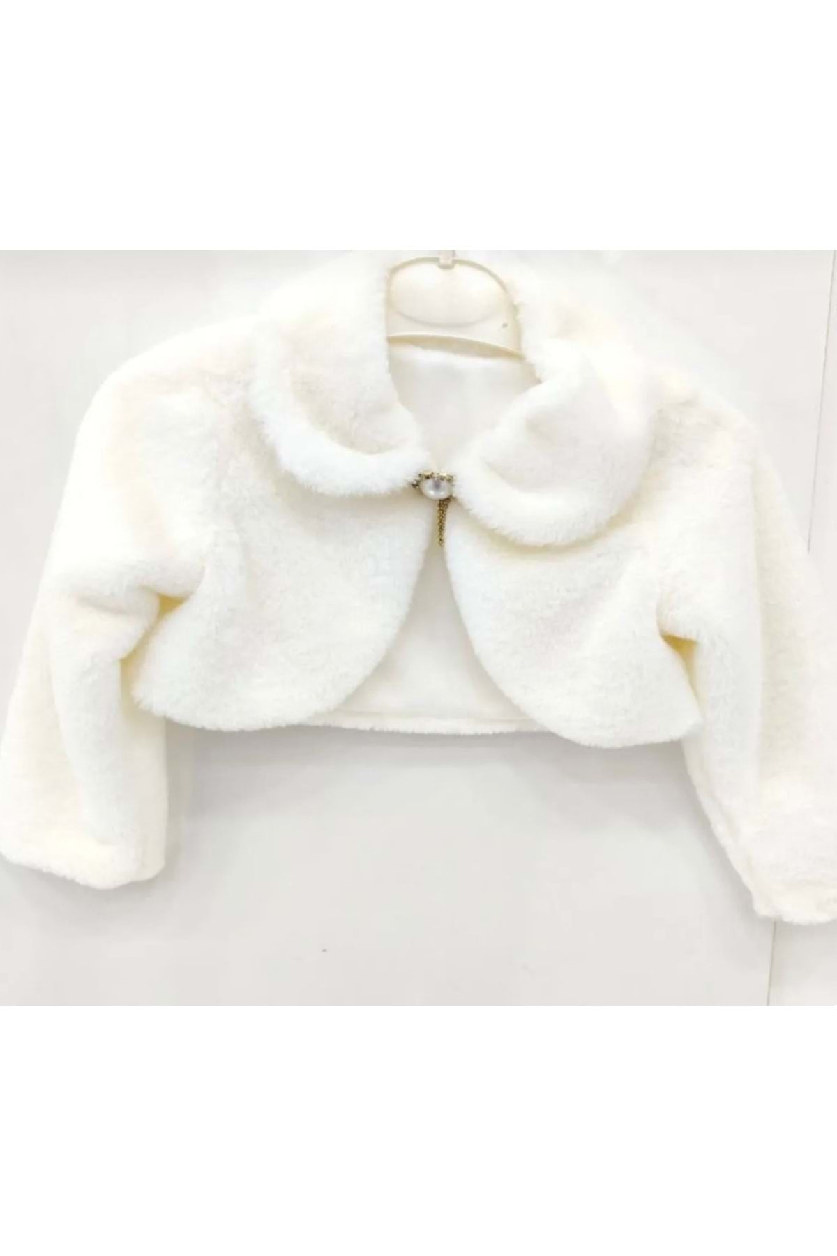 Mnk Baby&Kids Pelüş Uzun Kol Kız Çocuk Bolerosu M00681 EKRU fotoğrafı 2 (önizleme)