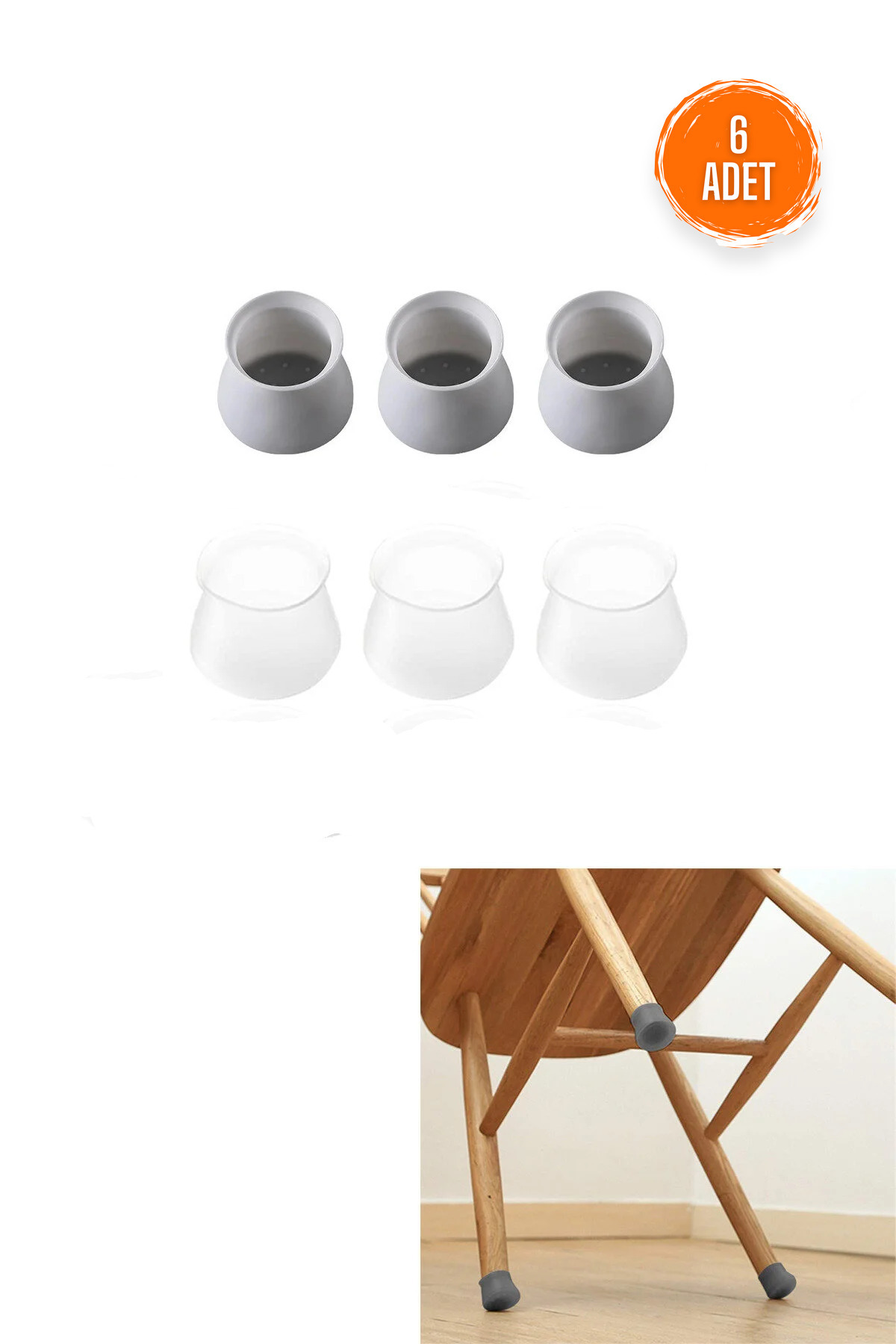 Factorial Masa Sandalye Ayak Koruyucu 24'lü Silikon Ev Eşyaları Koruma Aparatı Parke Seramik Çizmez Masa Ayağı