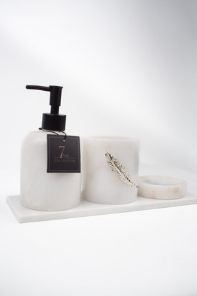 7SEPCOLLECTİON Mermer Banyo Seti Silver