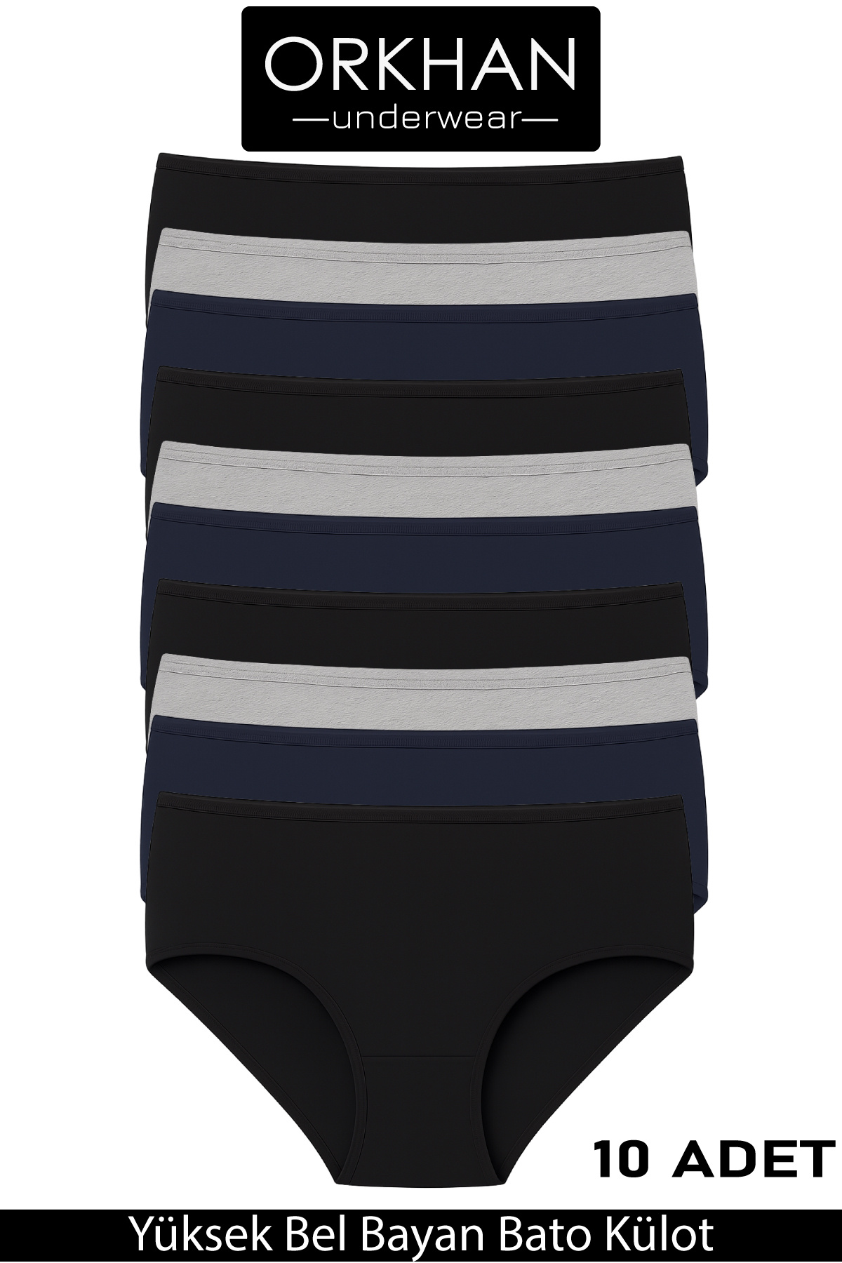 ORKHAN Kadın Külot , Yüksek Bel Külot, Kadın Pamuklu ,Günlük Bato,Yumuşak Kumaş,Kilot,Slip,Penye 10'lu