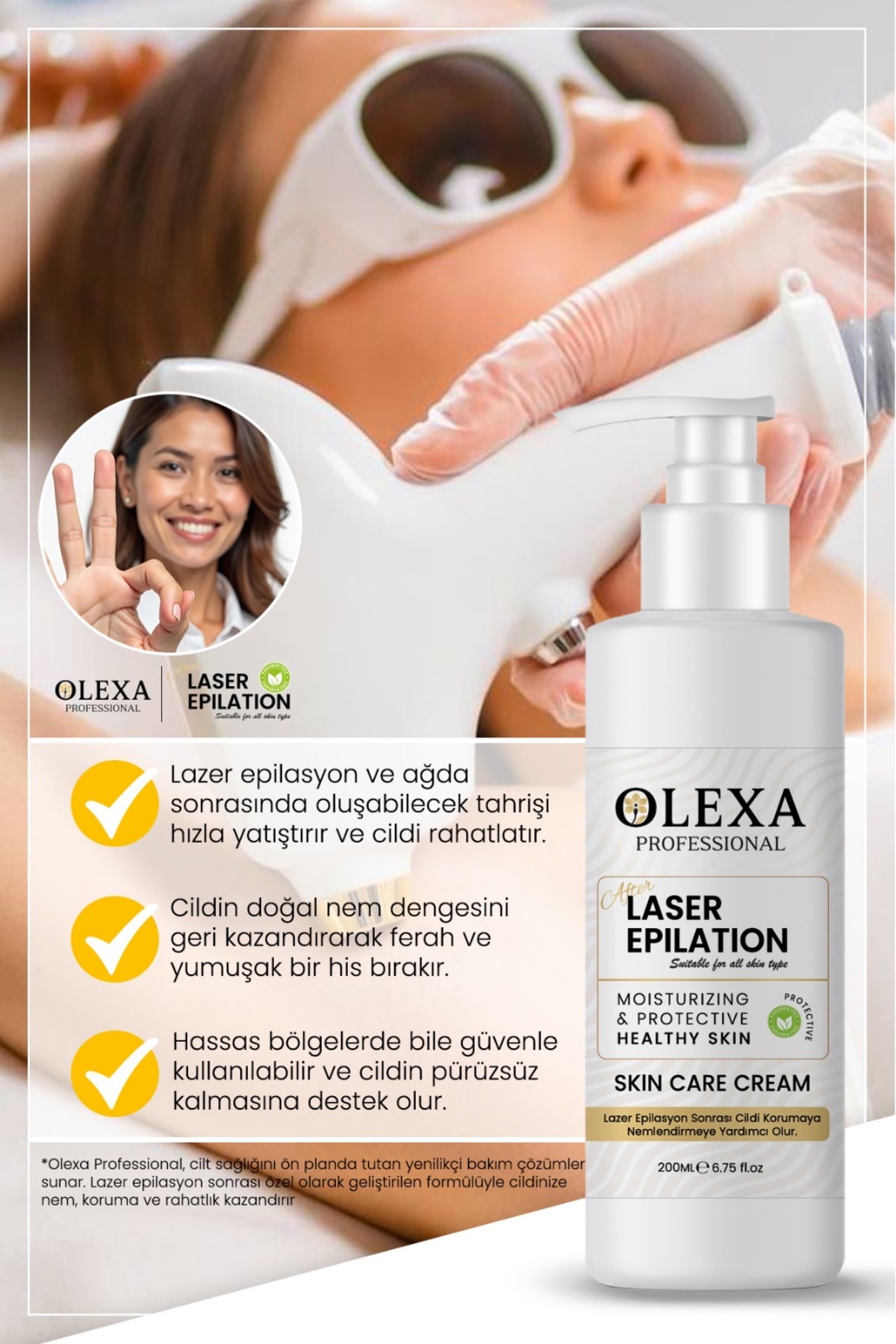 Lazer Epilasyon Ve Ağda Sonrası Leke Önleyici Tahriş Azaltıcı Bakım Kremi 200 ml — TYCCDEDA594DA6138B1316300 — تصویر 3 از 4