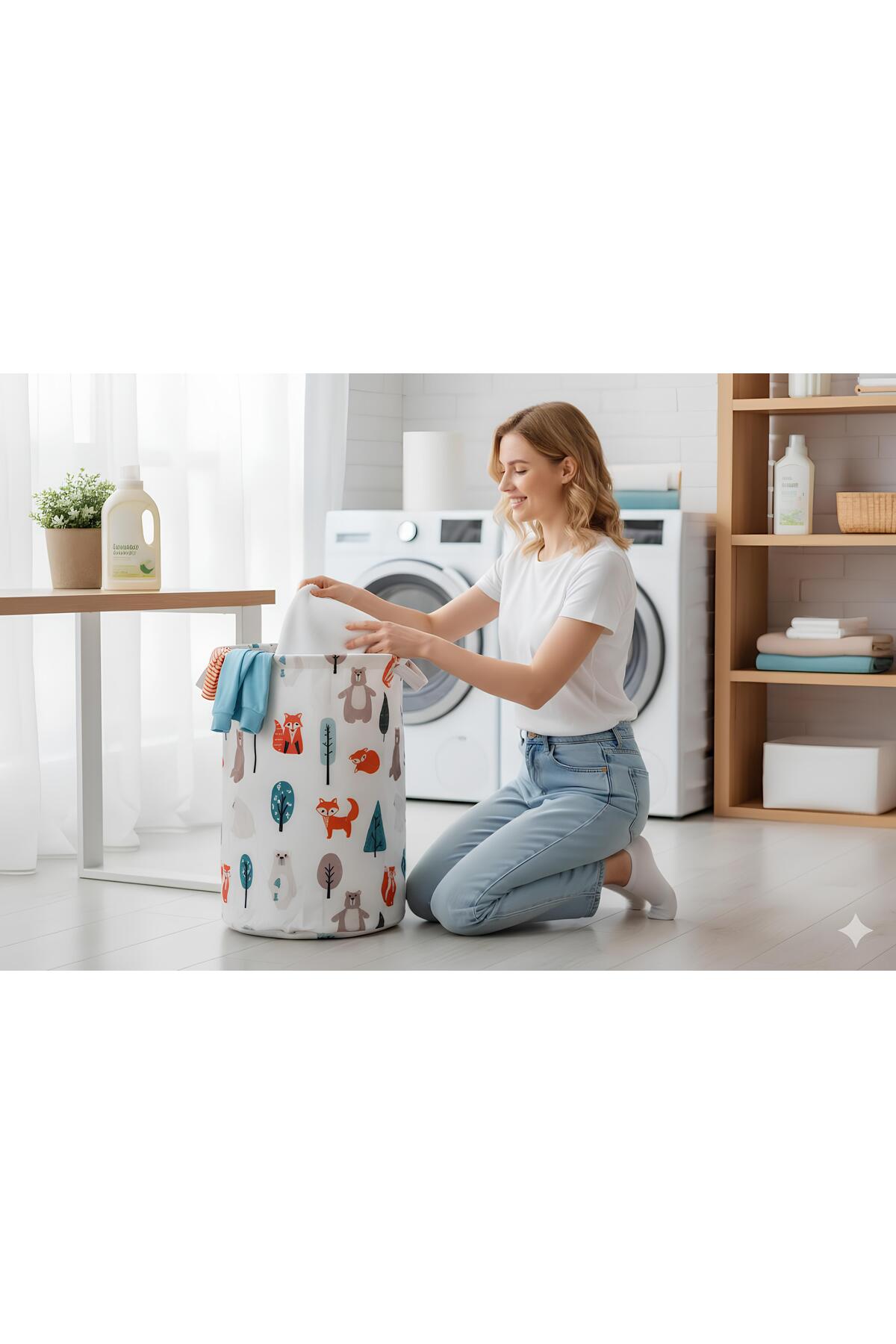 MorBebe Bebek Yuvarlak Torbalı Oyuncak Ve Kirli Sepet Oda Aksesuar 46x32 fotoğrafı 2 (önizleme)