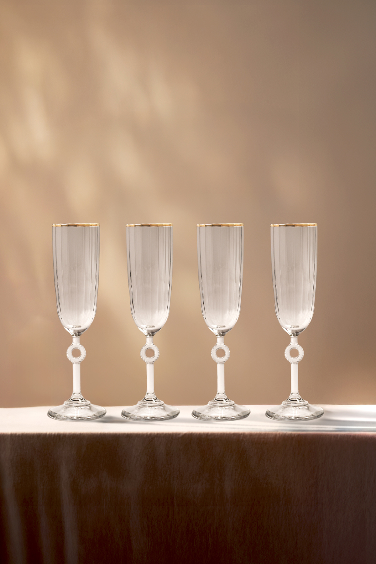 Rakle Elite Gold 4'lü Şampanya Kadehi Seti 150 cc