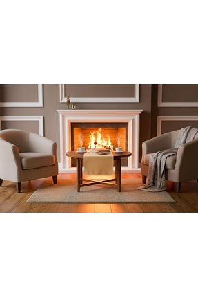 emira tasarım Şık Bej Keten Runner – Dantel Detaylı Sofra, Masa, Amerikan Servis