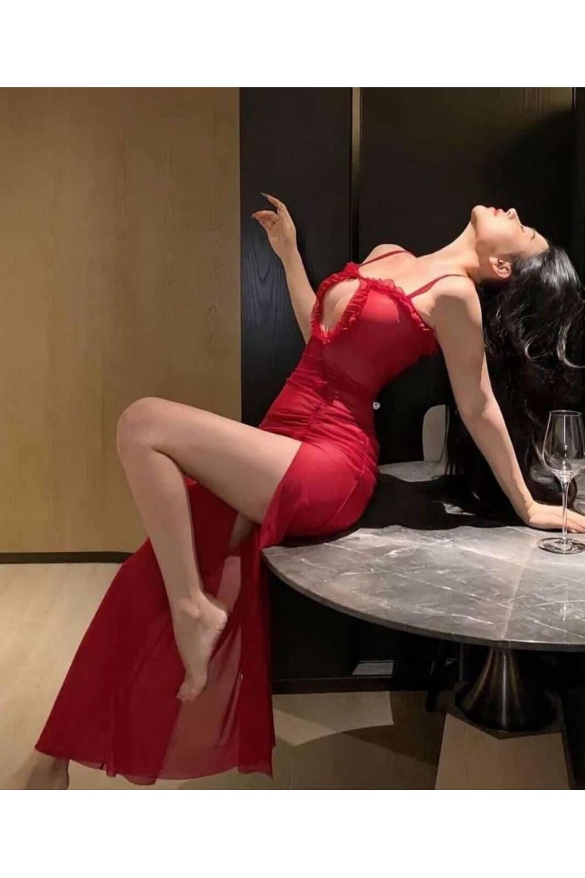 Peille İnce askılı saten gecelik