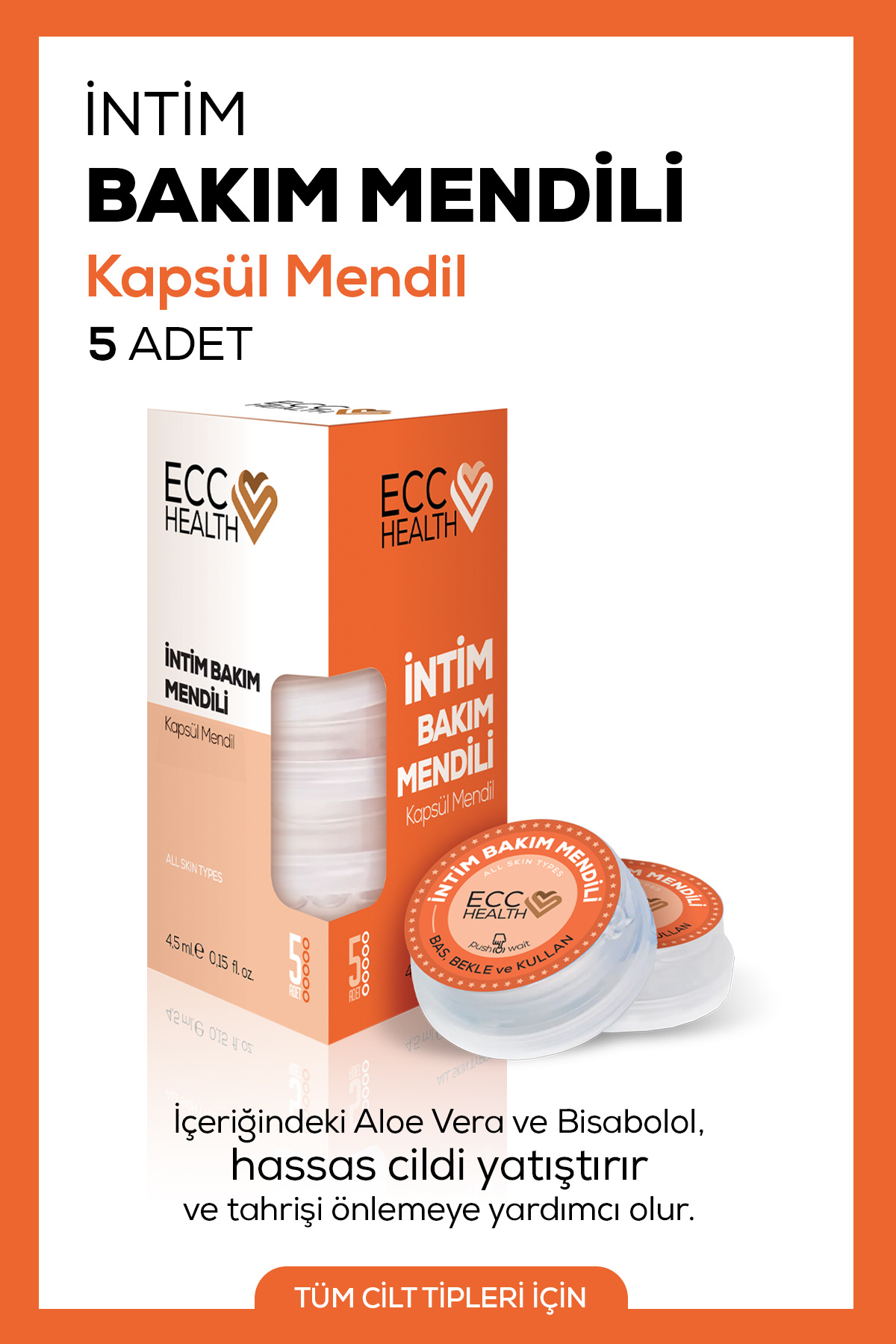 Ecc HEALTH İntim Bakım Mendili Kapsül Mendil 5'li | Genital Bölge