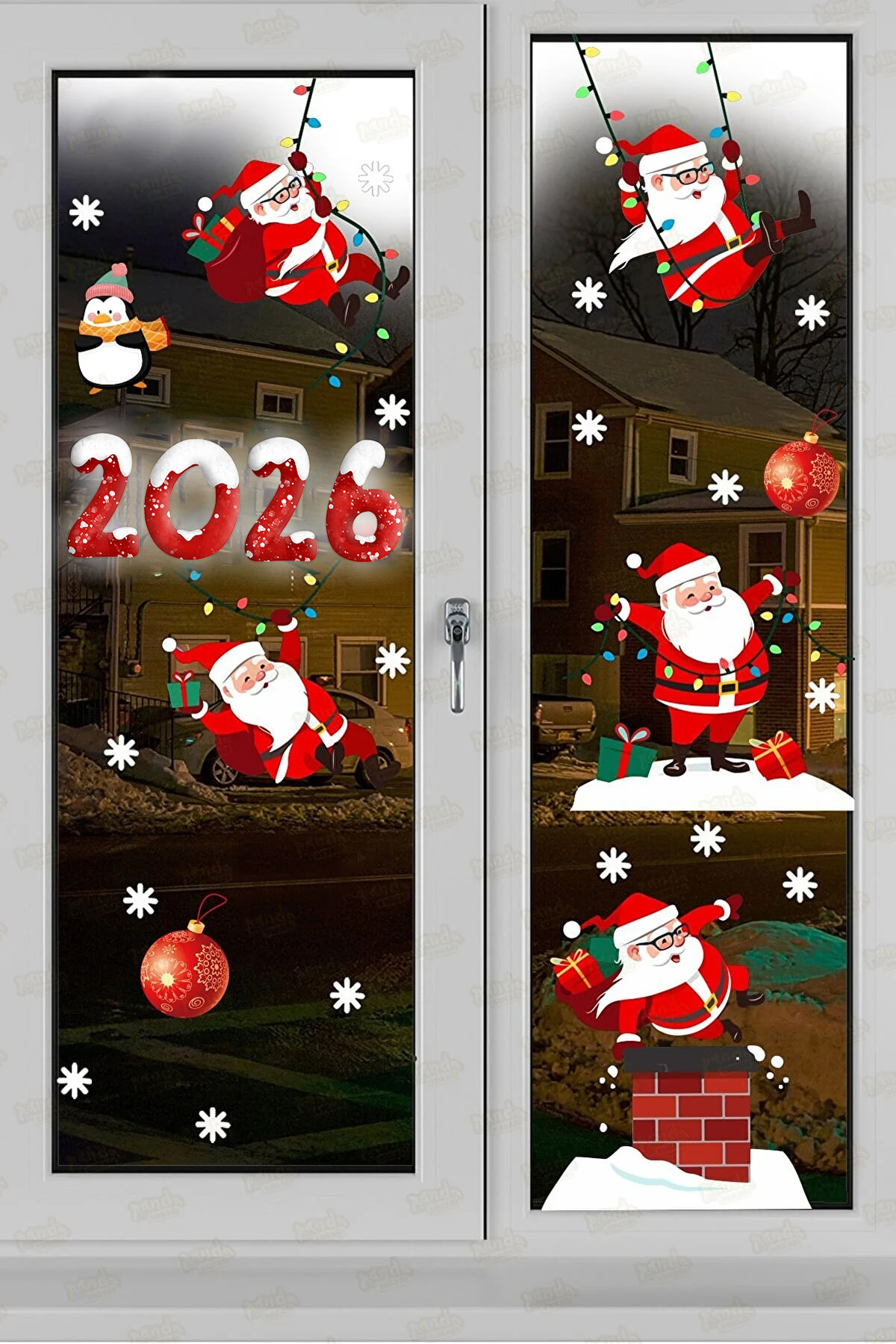 PANDA SOKAĞI Yılbaşı Sticker 2026 Yılbaşı Yeni Yıl Sevimli Noel Baba Ve Kar Taneleri Çocuk Bebek Odası fotoğrafı 2 (önizleme)