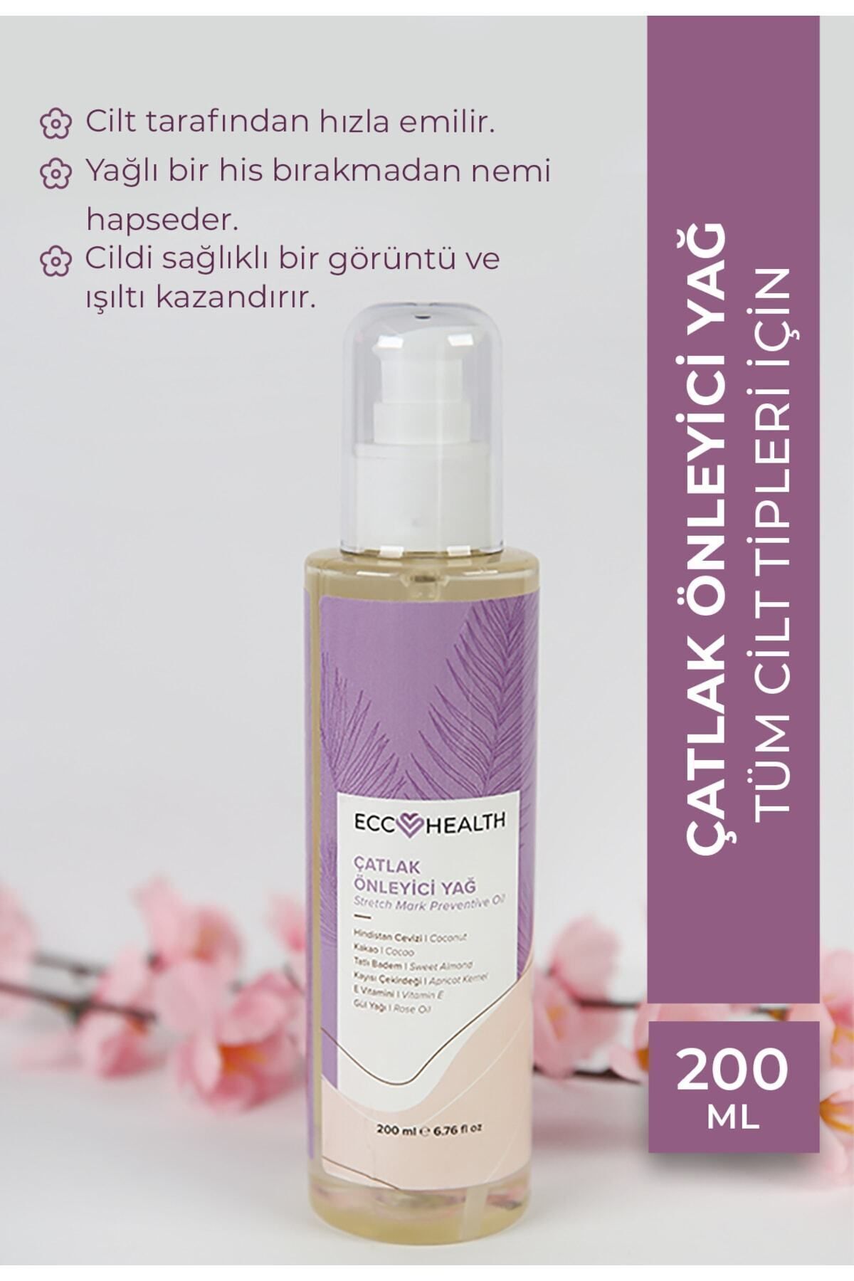 Selülit Çatlak Giderici Yağ | Nemlendirici ve Sıkılaştırıcı Vücut Bakım | Hamilelik ve Sonrası 200 ml — ECC1012A — تصویر 4 از 7