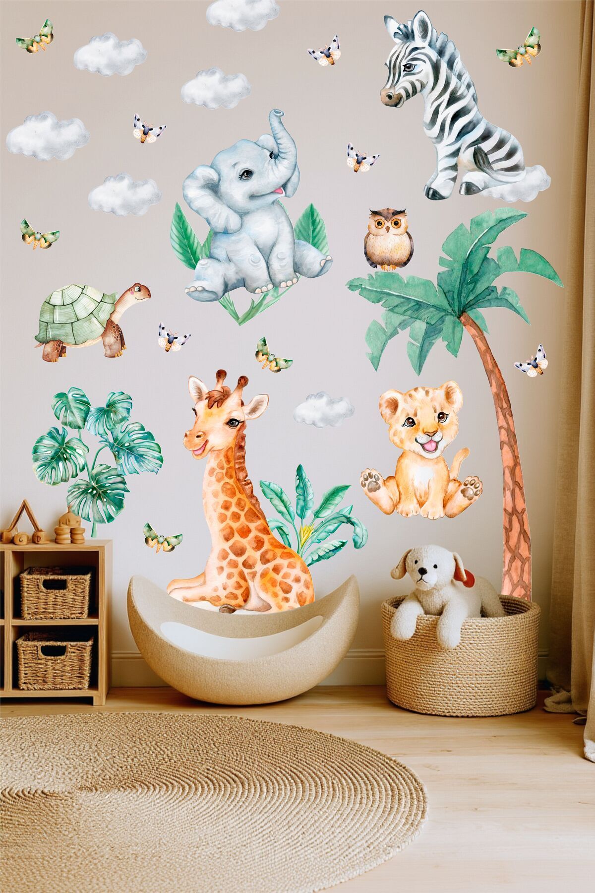 TUGİBU Sevimli Hayvanlar Safari Temalı Çocuk Odası Duvar Sticker Seti, Safari Yavru Hayvanlar Sticker Seti fotoğrafı 3 (önizleme)