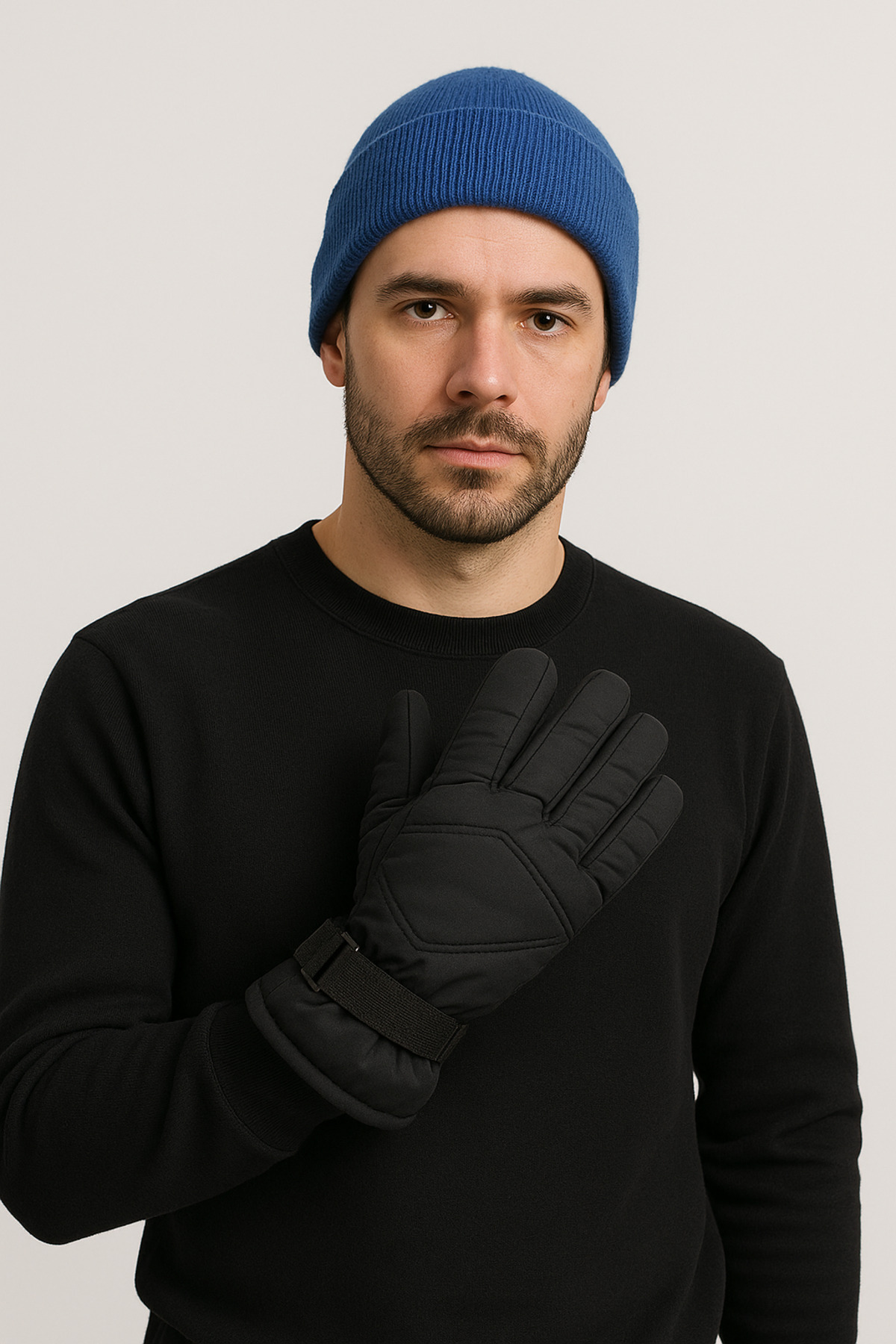 Külah  Erkek Içi Polar Siyah Kayak-kar Eldiveni - Görsel 3