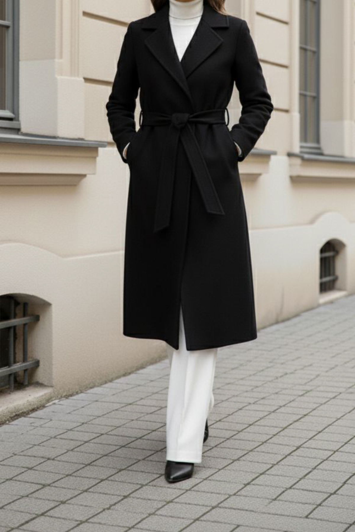 CurcunaShop  Puella Astarlı Cepli Kuşaklı Ithal Yüksek Kalite Kaşe Kaban - Görsel 6