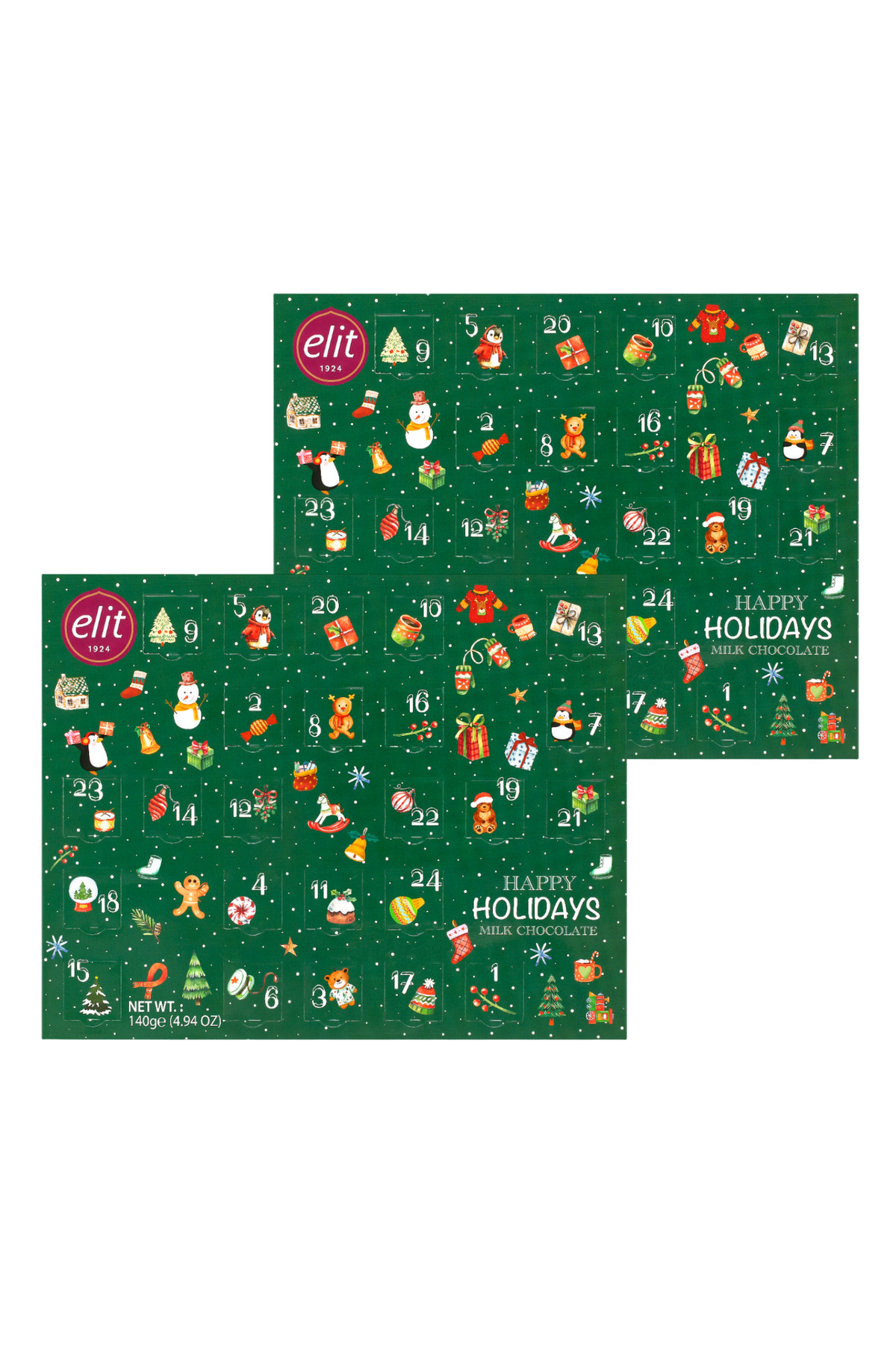 Elit Çikolata Advent Calender Kutu Madlen Sütlü Çikolata 140g 2'li Set Glutensiz