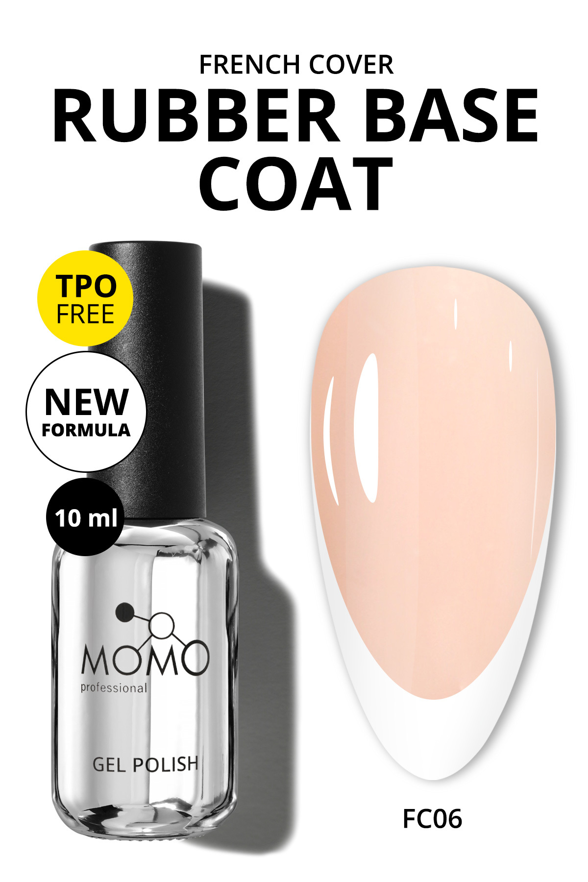 MOMO professional French Cover Rubber Base Coat Fc06, Açık Bej, 10 ml, TPO- FREE — سرمه‌ای 8860101A11S09FC01
