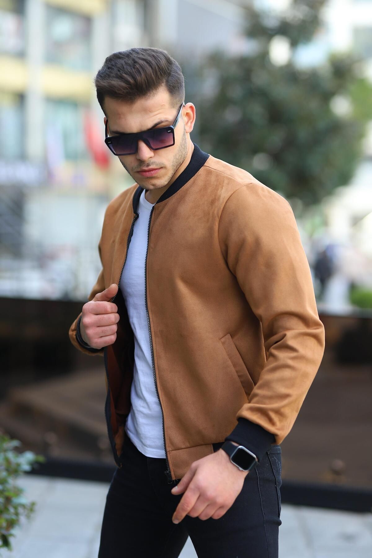 comstar  Erkek Dar Kesim Nubuk Süet Astarsız Likralı Su Itici Kolej Ceket