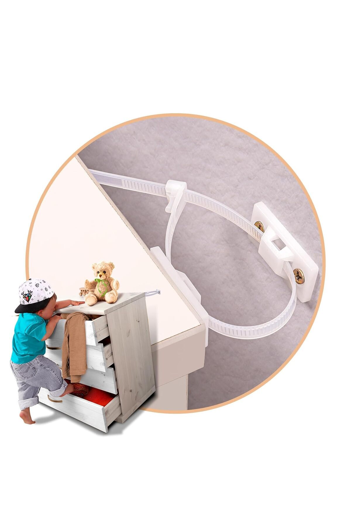 Miningaa 12 Adet Kolay Montaj Deprem Güvenlik Mobilya Dolap Düşme Engelleme Mobilya Sabitleme Bebek Güvenlik fotoğrafı 2 (önizleme)