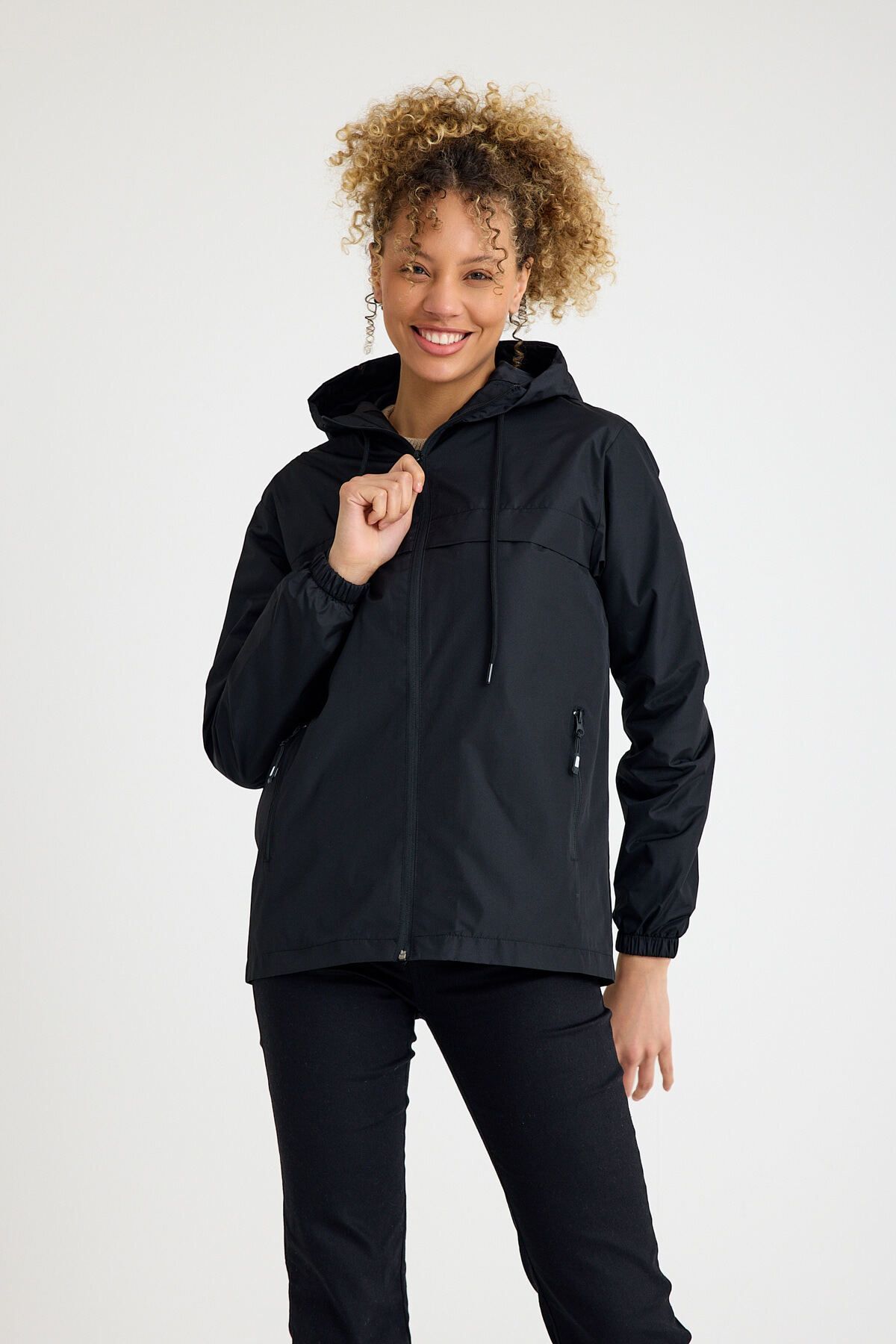 comstar  Kadın Içi Astarlı Suya Dayanıklı Kapüşonlu Cepli Yağmurluk - Görsel 4