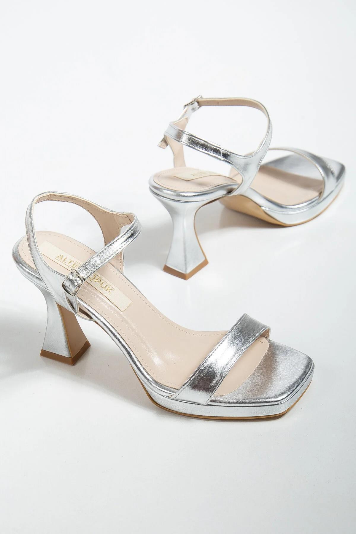 ALTIN TOPUK  Kadın Gümüş Platform Topuklu Ayakkabı - Görsel 2