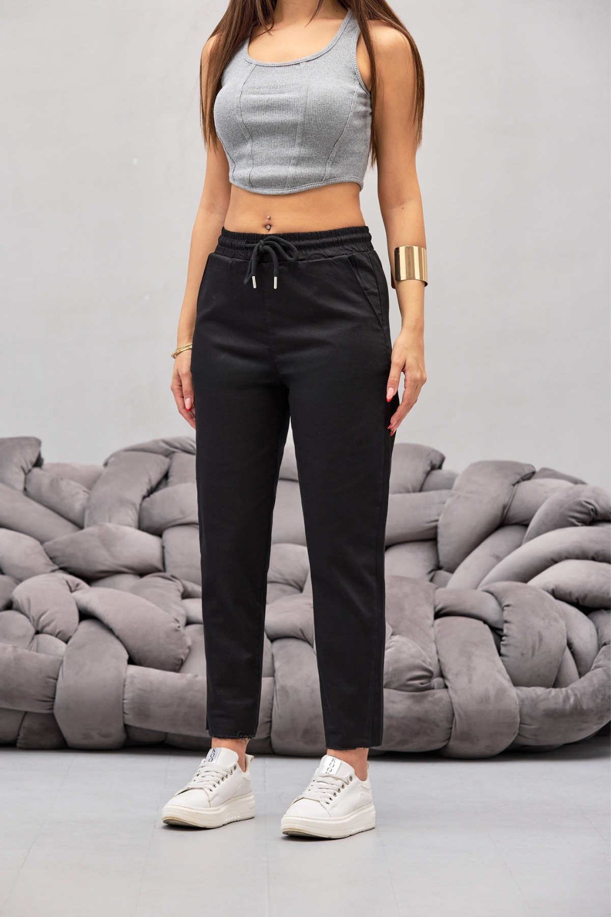 BİKELİFE Spodnie damskie z bawełny z lycrą i wysokim stanem – dopasowany krój...