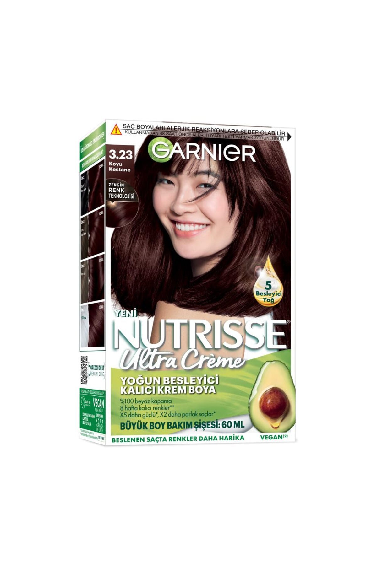 Garnier Nutrisse Yoğun Besleyici Kalıcı Krem Saç Boyası 3.23 Koyu Kestane