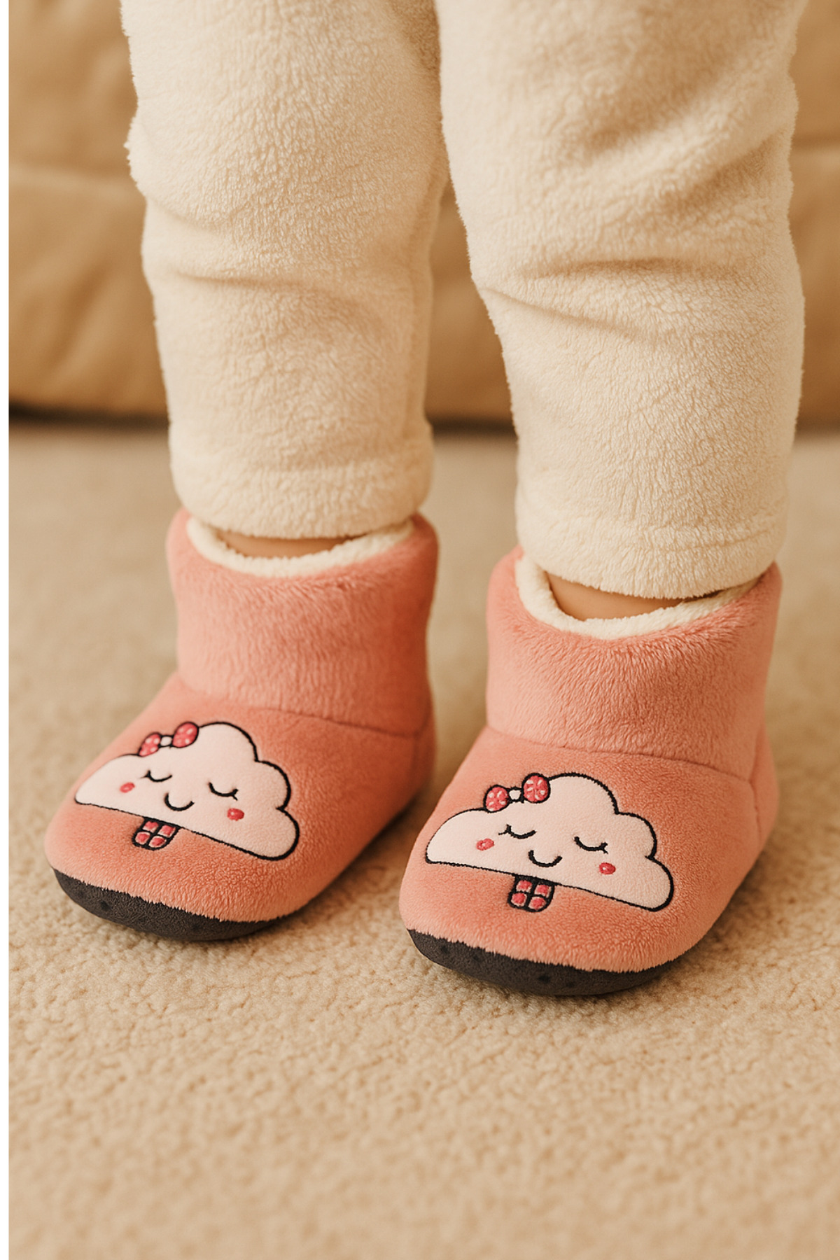 Children's Snoozies, Baby Home Boots, Cute Embroidered Baby Snoozies with Animal Pattern