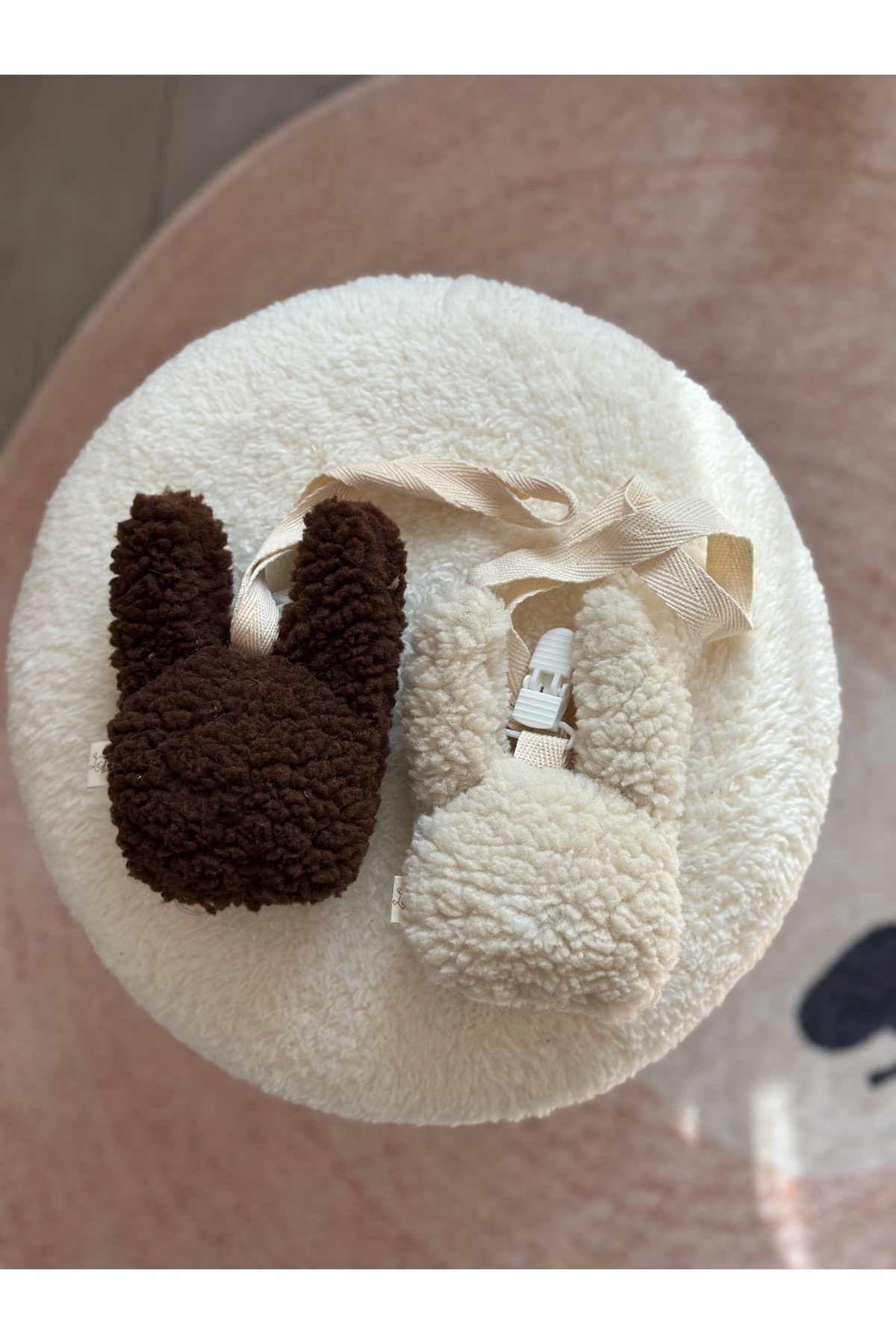 vivimade Bebek Emzik Askısı Bunny 2'li Klipsli Ekru - A.Kahve