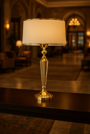 Lampada Amore Gold Kristal Metal Abajur - Gold Şeritli Krem