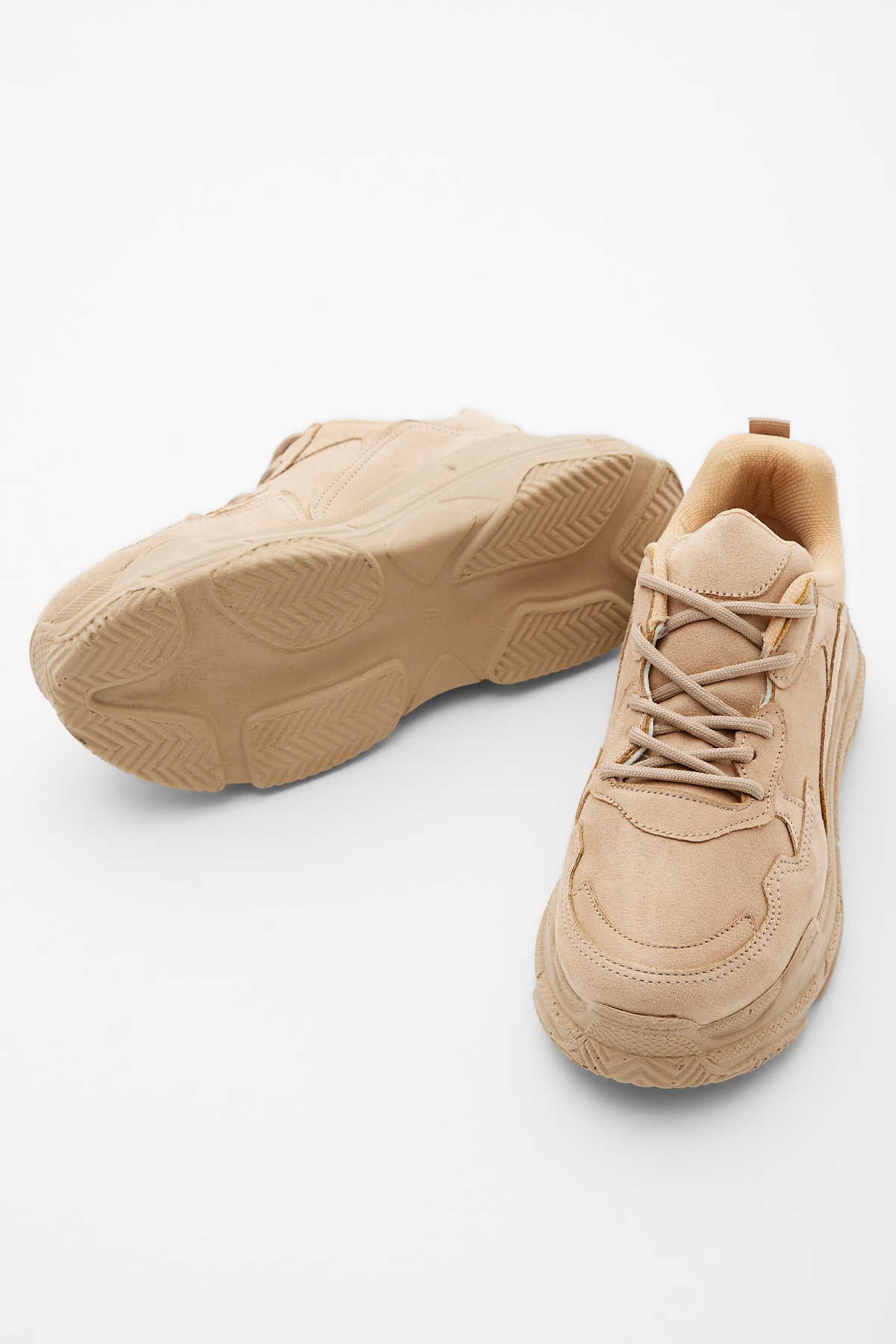 Tonny Black  Kadın Bej Yüksek Taban Bağcıklı Spor Ayakkabı - Görsel 6