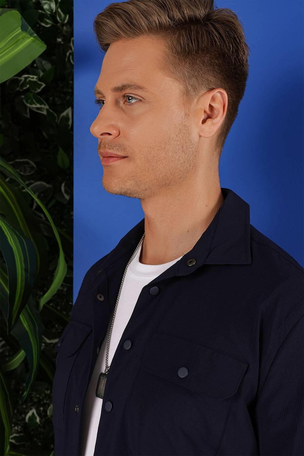 پیراهن کلاسیک مردانه G 1553 Slim Fit Navy Blue — رنگارنگ G1553Y0223 — تصویر 7 از 8
