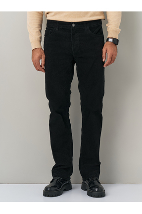 muzzo jeans Pamuklu Siyah Kadife Regular Fit Pantolon