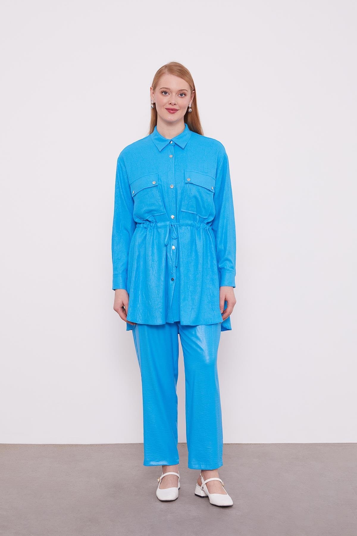 کت و شلوار ورزشی بنددار ساکس کمر کشی Levidor