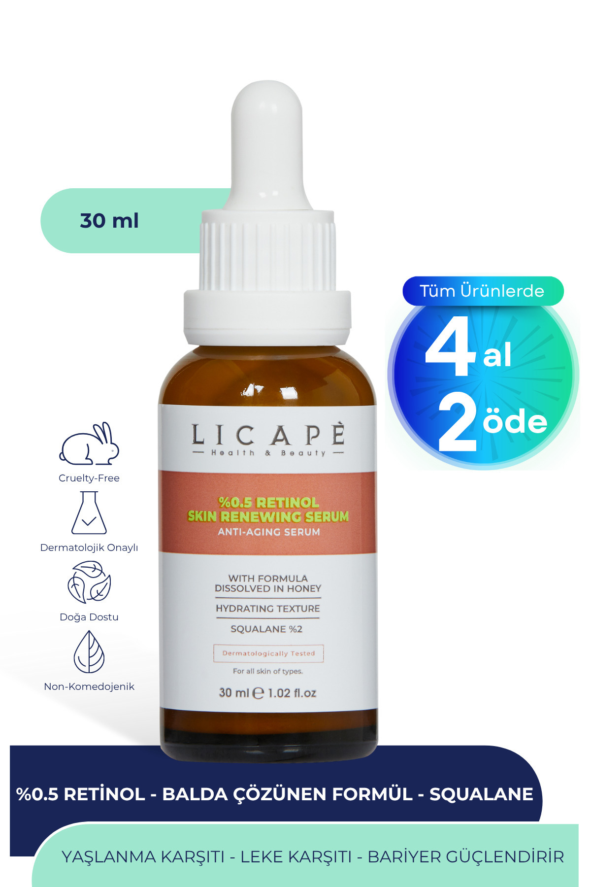 Licape Cilt Yaşlanması Karşıtı Aydınlatıcı 2.aşama (%0,5) Retinol Serum