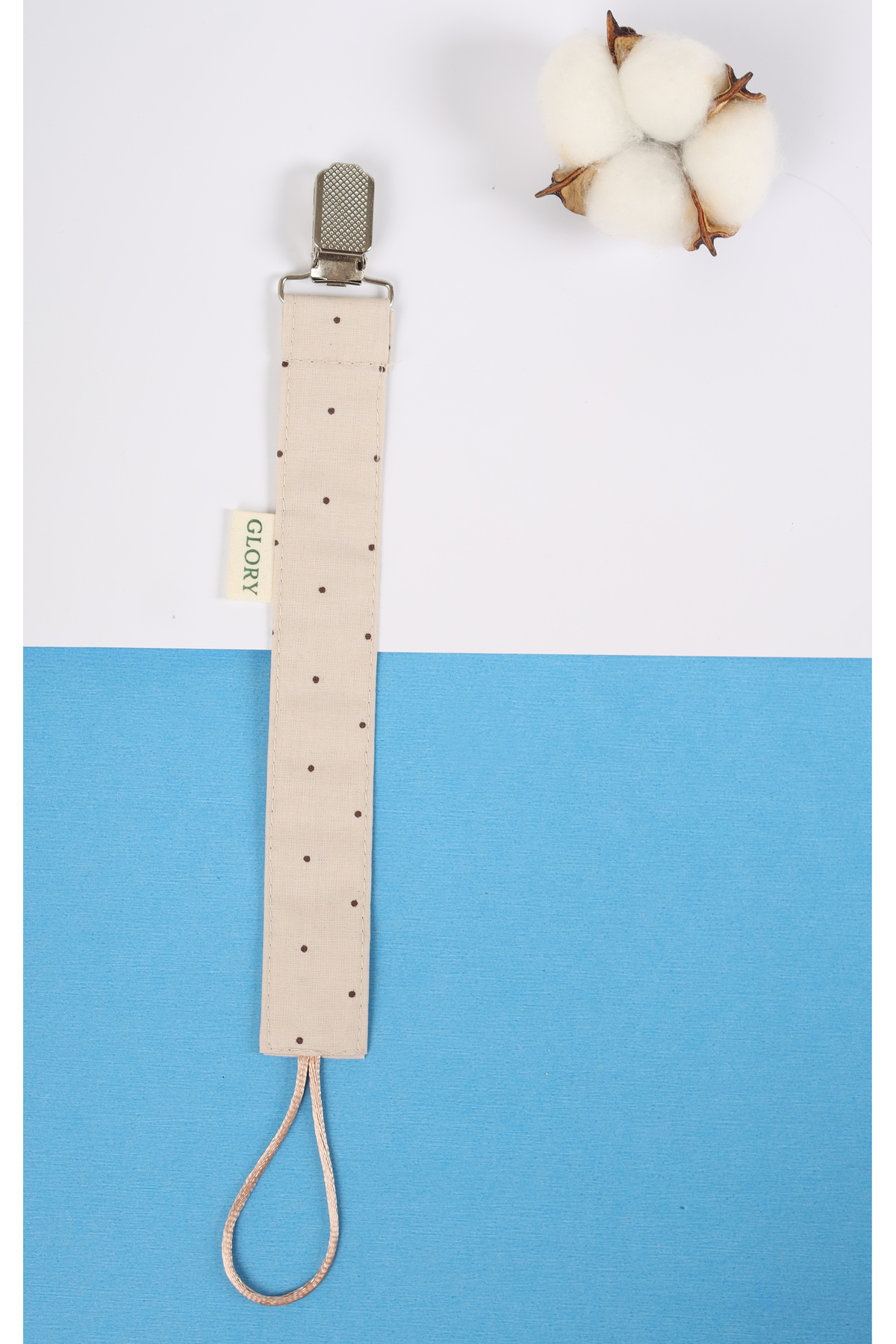 GLORY BABY Emzik Askısı - Emzik Zinciri - Emzik Tutacağı - 3'lü Set - Pembe Çizgili, Kahve Nokta fotoğrafı 5 (önizleme)