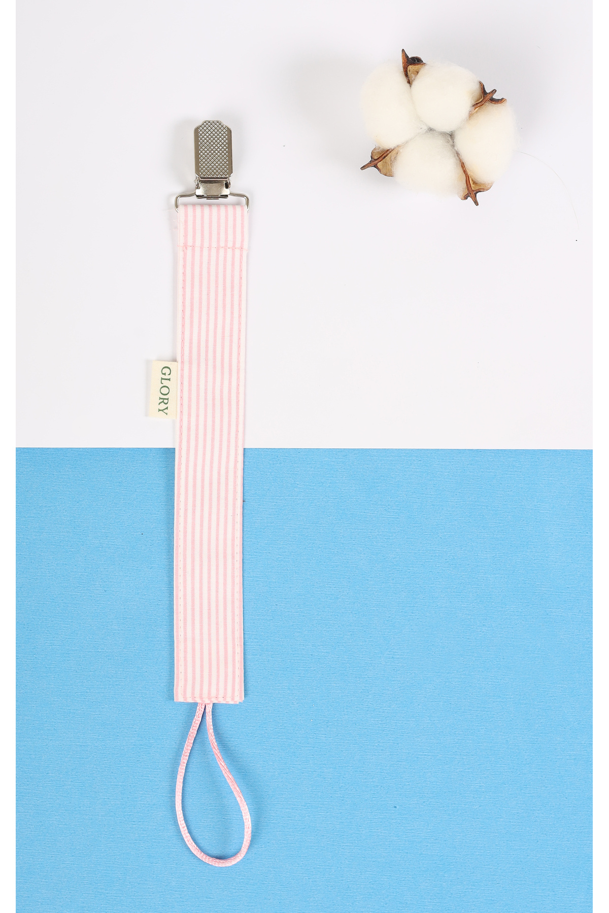 GLORY BABY Emzik Askısı - Emzik Zinciri - Emzik Tutacağı - 3'lü Set - Pembe Çizgili, Kahve Nokta fotoğrafı 4 (önizleme)
