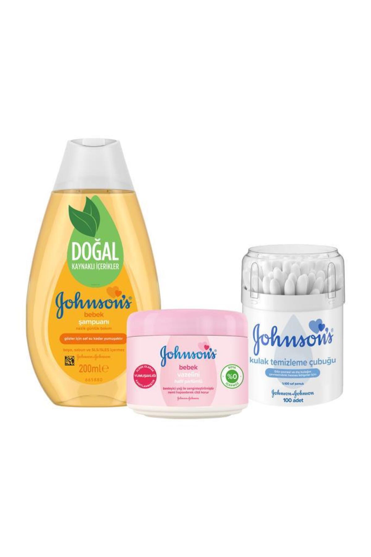 Johnson's Gold Şampuan 200 ml + Kulak Temizleme Çubuğu 100 adet+ Parfümlü Bebek Vazelini 100 ml fotoğrafı 2 (önizleme)