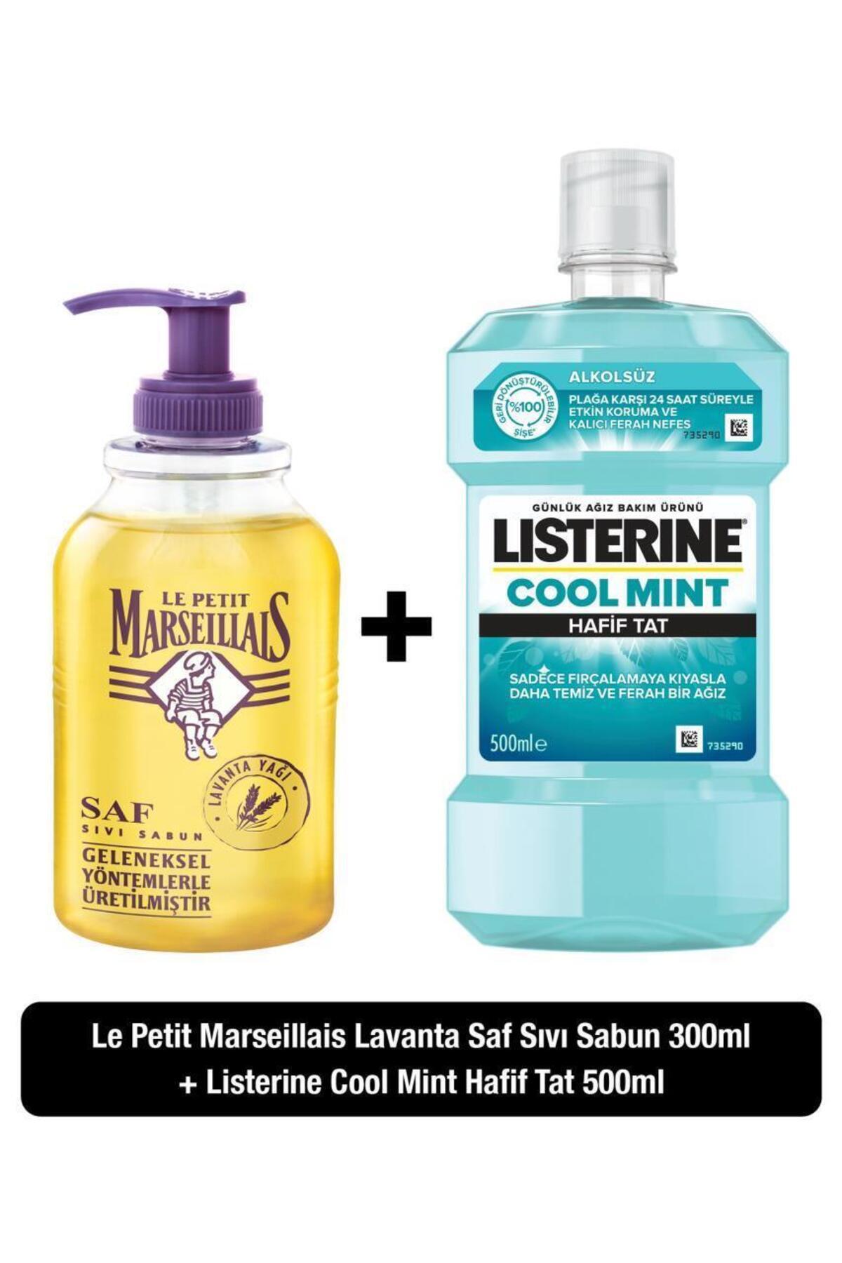 Listerine Cool Mint Hafif Tat Ağız Bakım Suyu 500 ml + Le Petit Marseillais Lavanta Sıvı Sabun 300 m